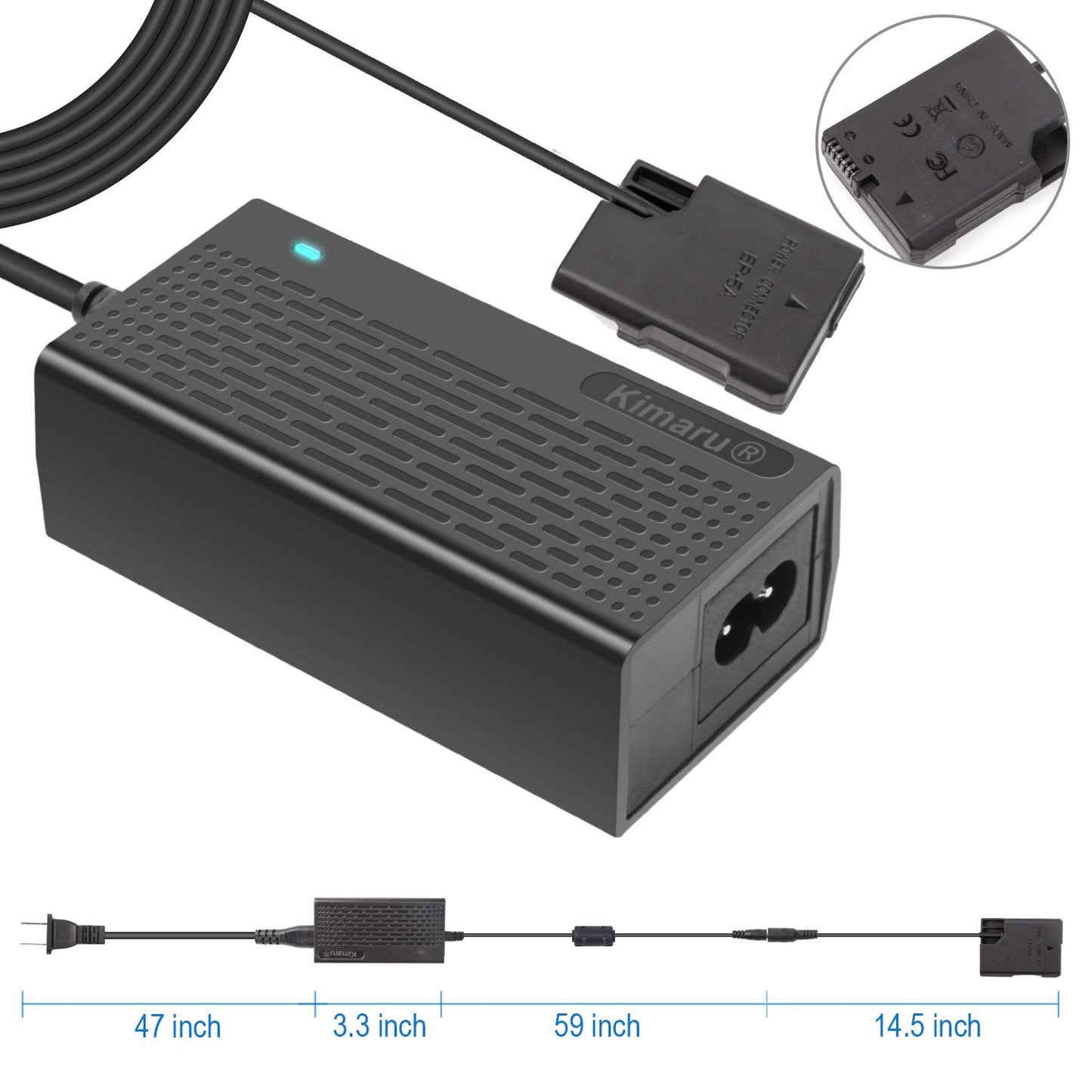 Kimaru EH-5a Adaptador de alimentación CA EN-EL14 Batería Dummy EP-5A Kit de acoplador DC para cámaras D3500 D3200 D5100 D5200 D5300 D5500 D5600 D3100 D3300 D3400.