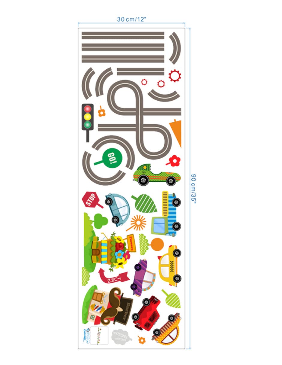 DaraBaby | Vinil Decorativo Infantil Pista Autos Carritos | Decoración de Pared para Habitación
