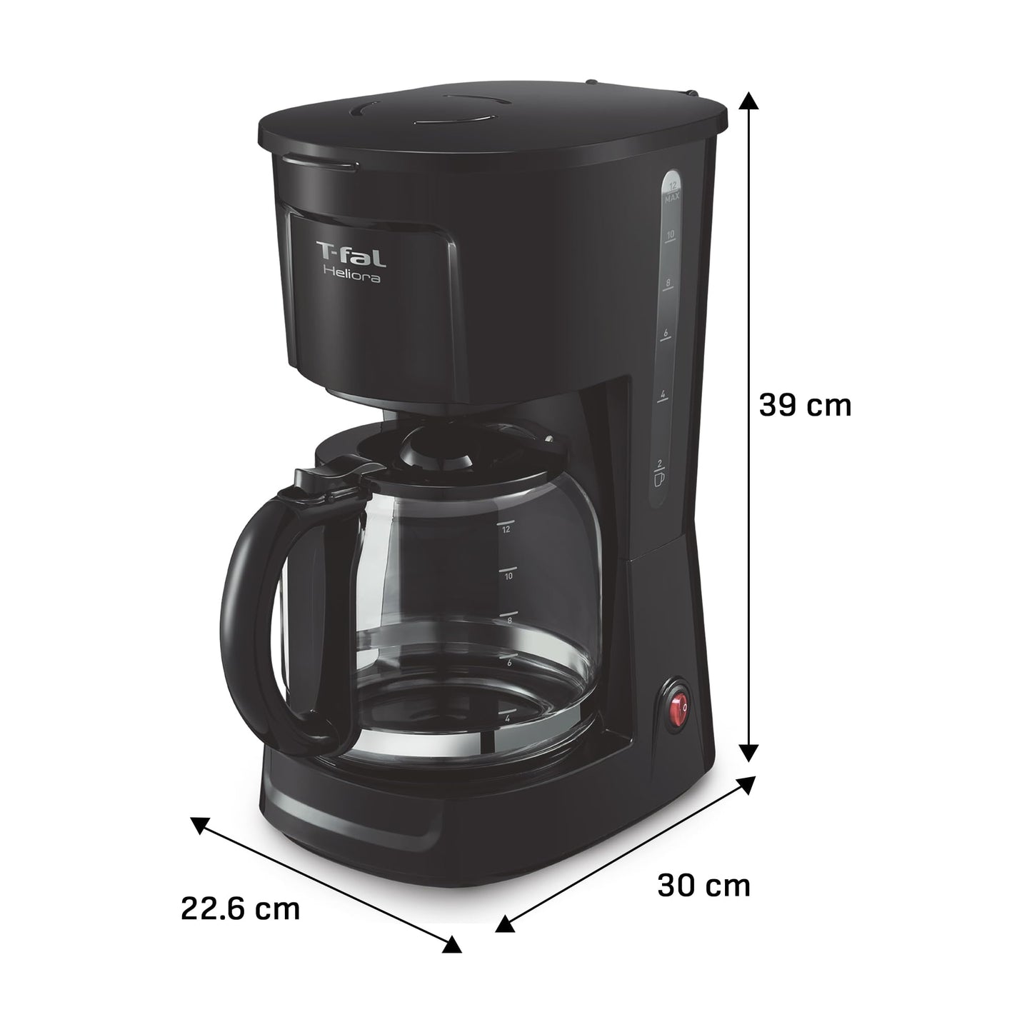 Cafetera de Filtro Permanente T-fal Negra con Sistema Antigoteo 12 Tazas