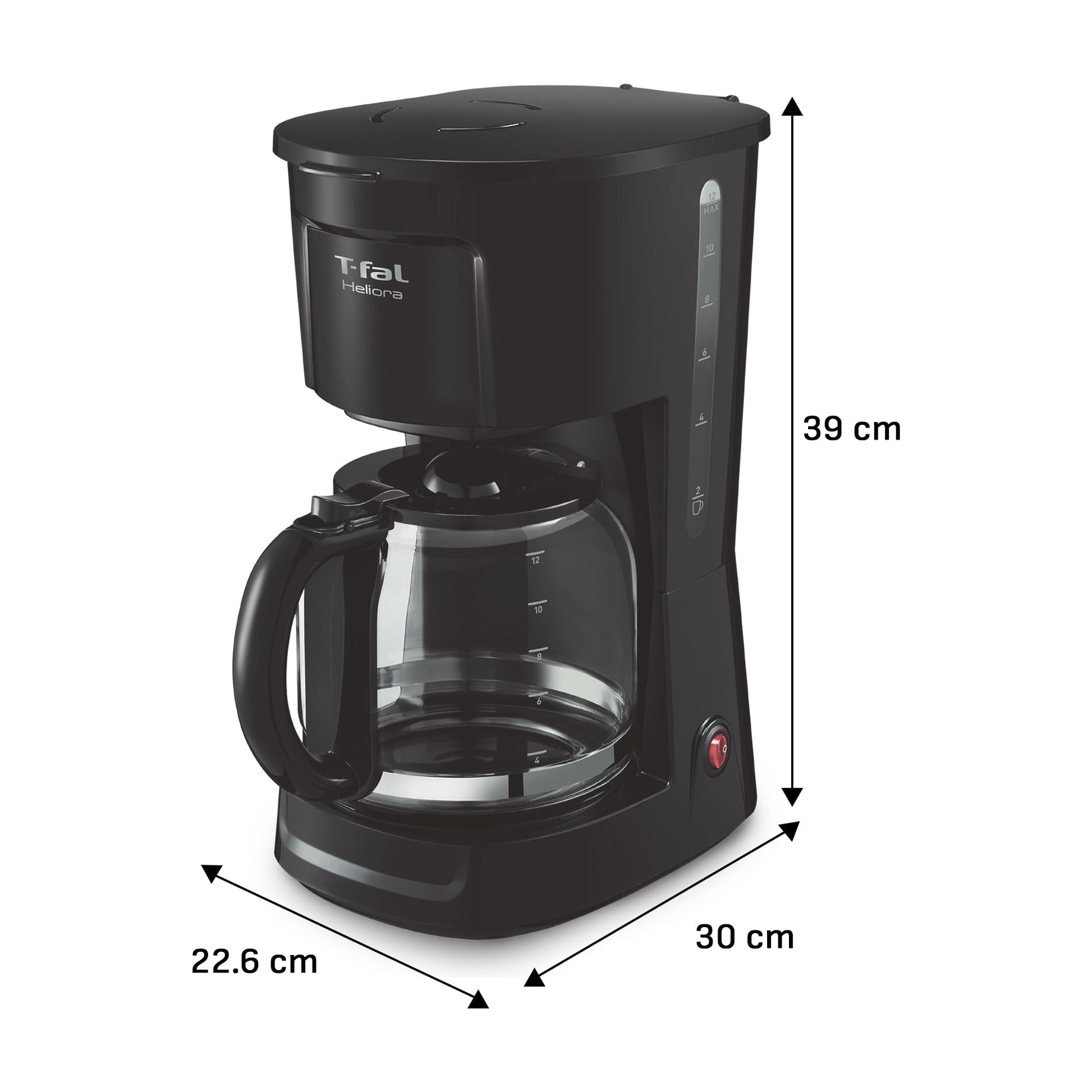 Cafetera de Filtro Permanente T-fal Negra con Sistema Antigoteo 12 Tazas