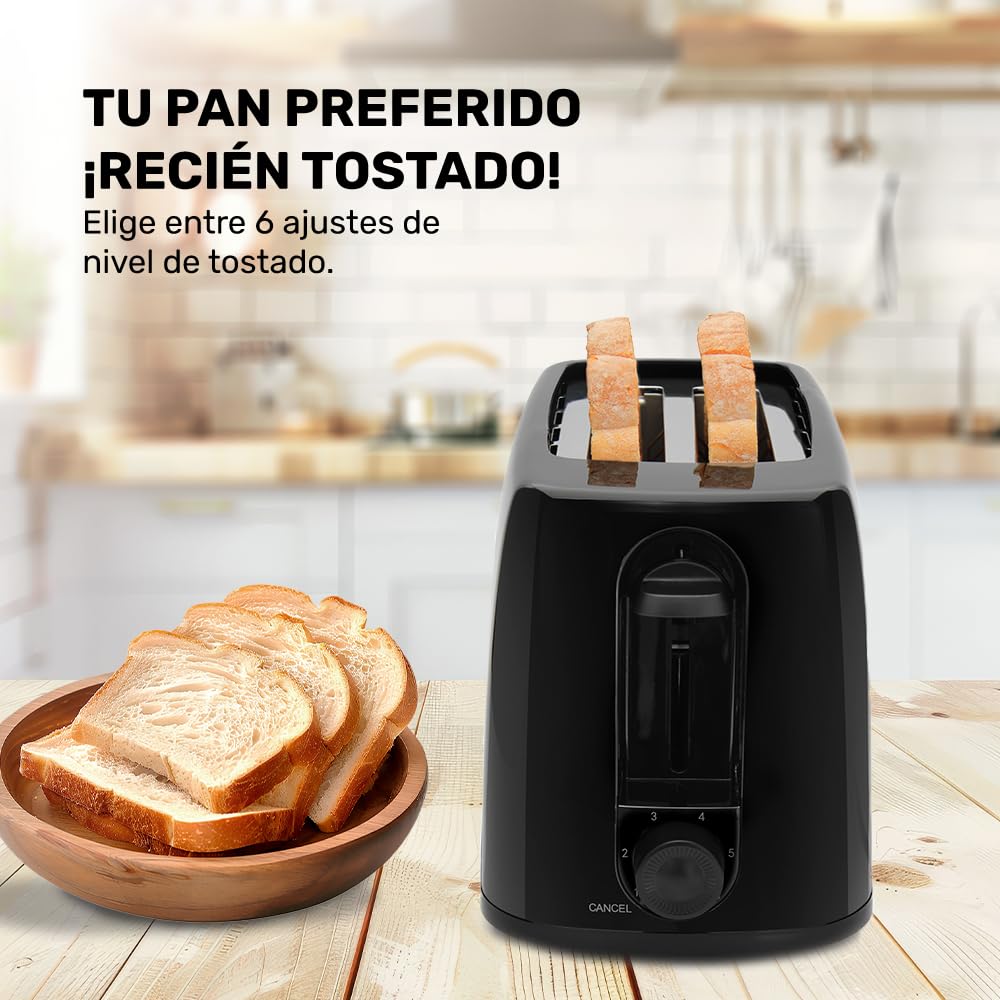 TAURUS LUCERNA | Tostador para Pan | 2 Rebanadas | 6 Niveles de Tostado | Paro automático | Paredes de tacto frío | Amplias aberturas
