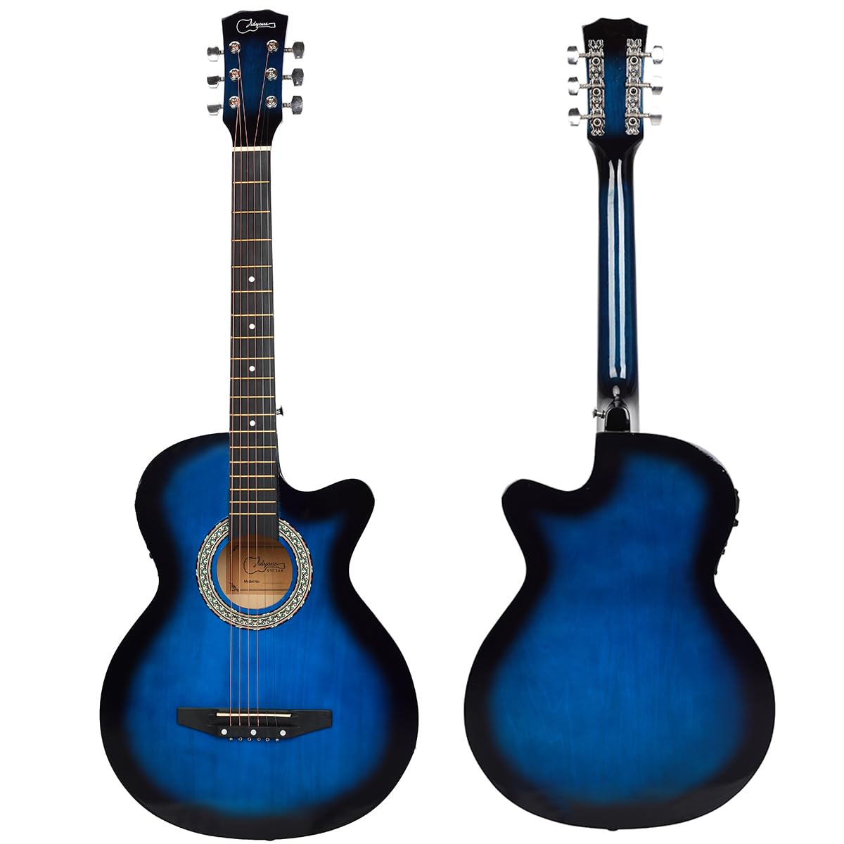 38 inch Electroacústica Guitarra Guitarra acustica con Afinadores,Correas,Cuerdas para Instrumentos,Plumillas,Cable amplificador guitarra,soul,Fundas para Guitarras 3/4 (Blue2)