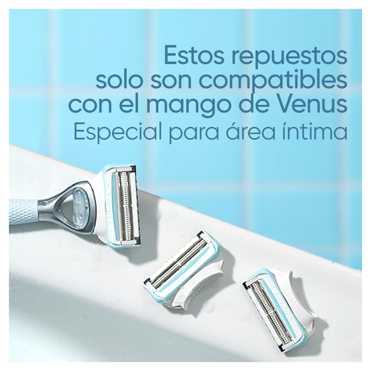 GILLETTE Venus para Área Íntima, Rastrillo para Mujer, 1 Mango + 1 Cartucho para Rastrillo Venus con Barrera Anti Irritación, Depilación Zona Íntima