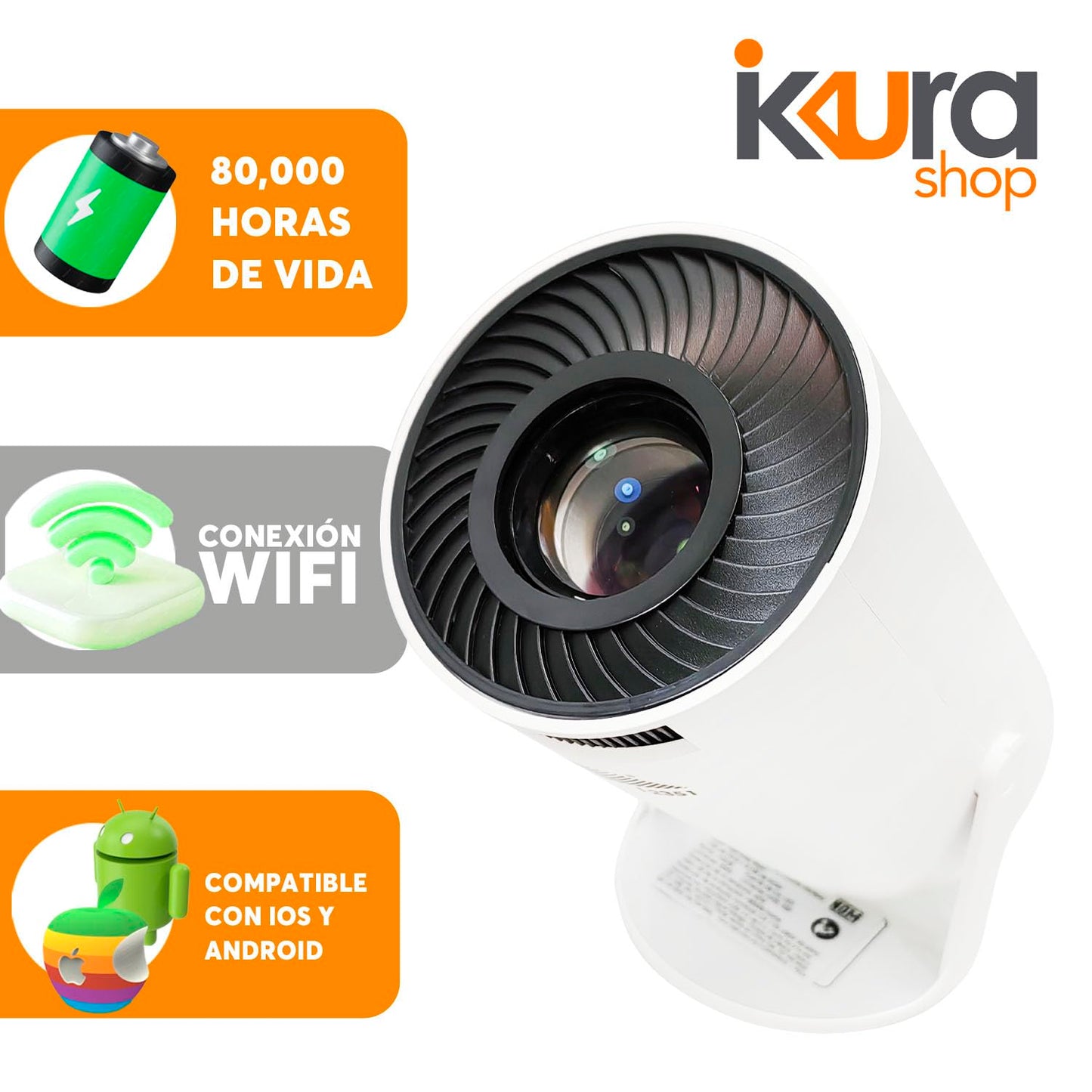 Adir Proyector Profesional Portatil 4K 1080P Blanco 12351