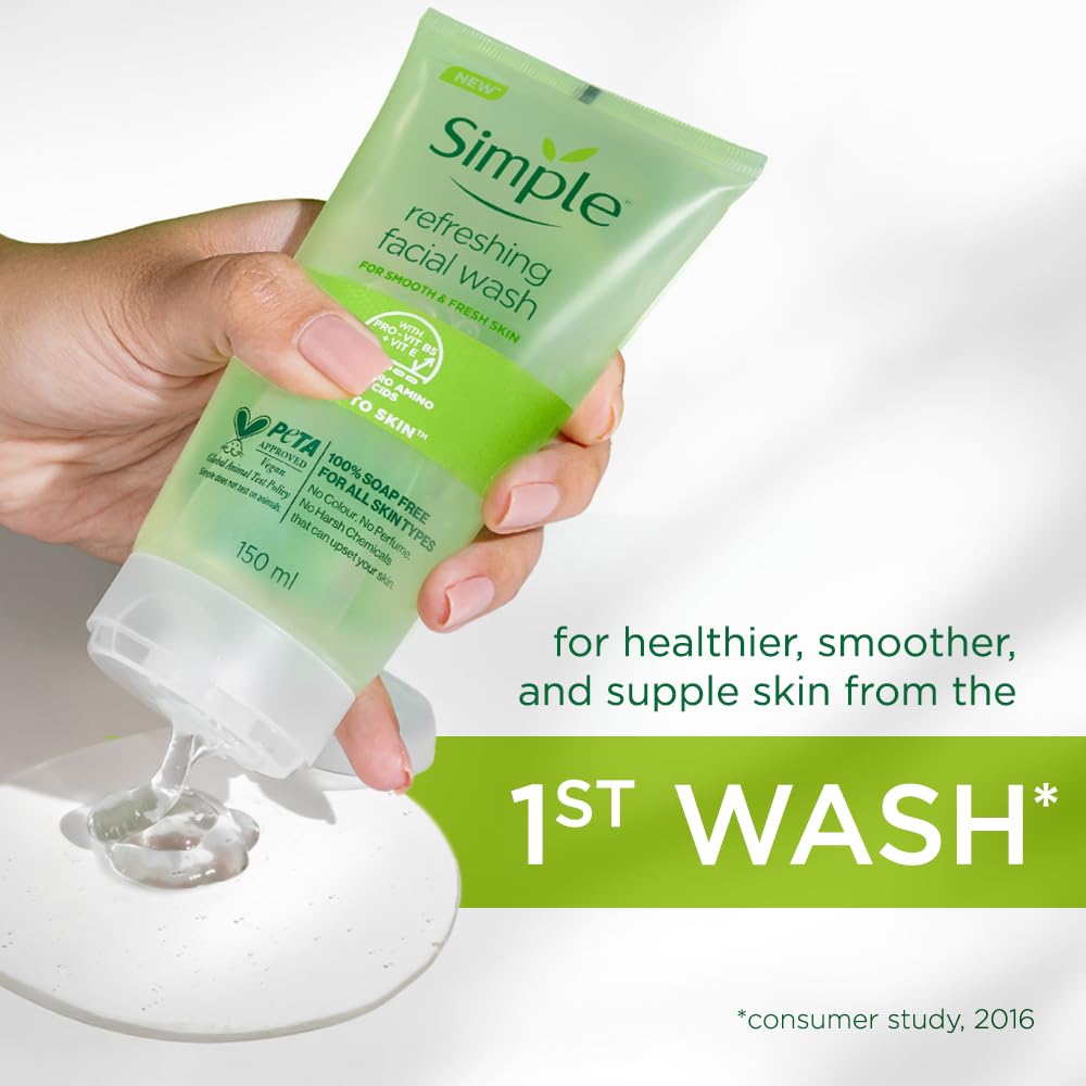 Simple Kind To Skin Refreshing Facial Wash Gel 150 Ml by Globalbeauty by Global Beauty