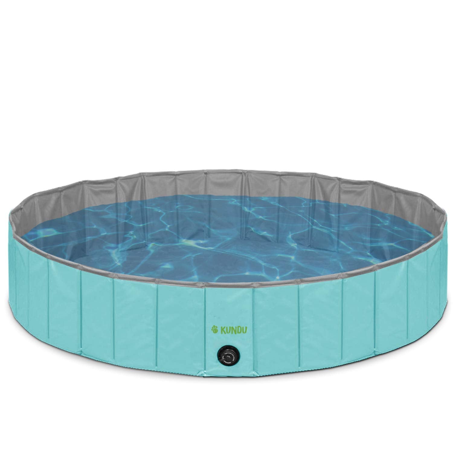 Kundu redondo (119 cm de diámetro x 30,5 cm de profundidad) resistente PVC mascotas y niños al aire libre piscina/bañera – portátil y plegable – grande
