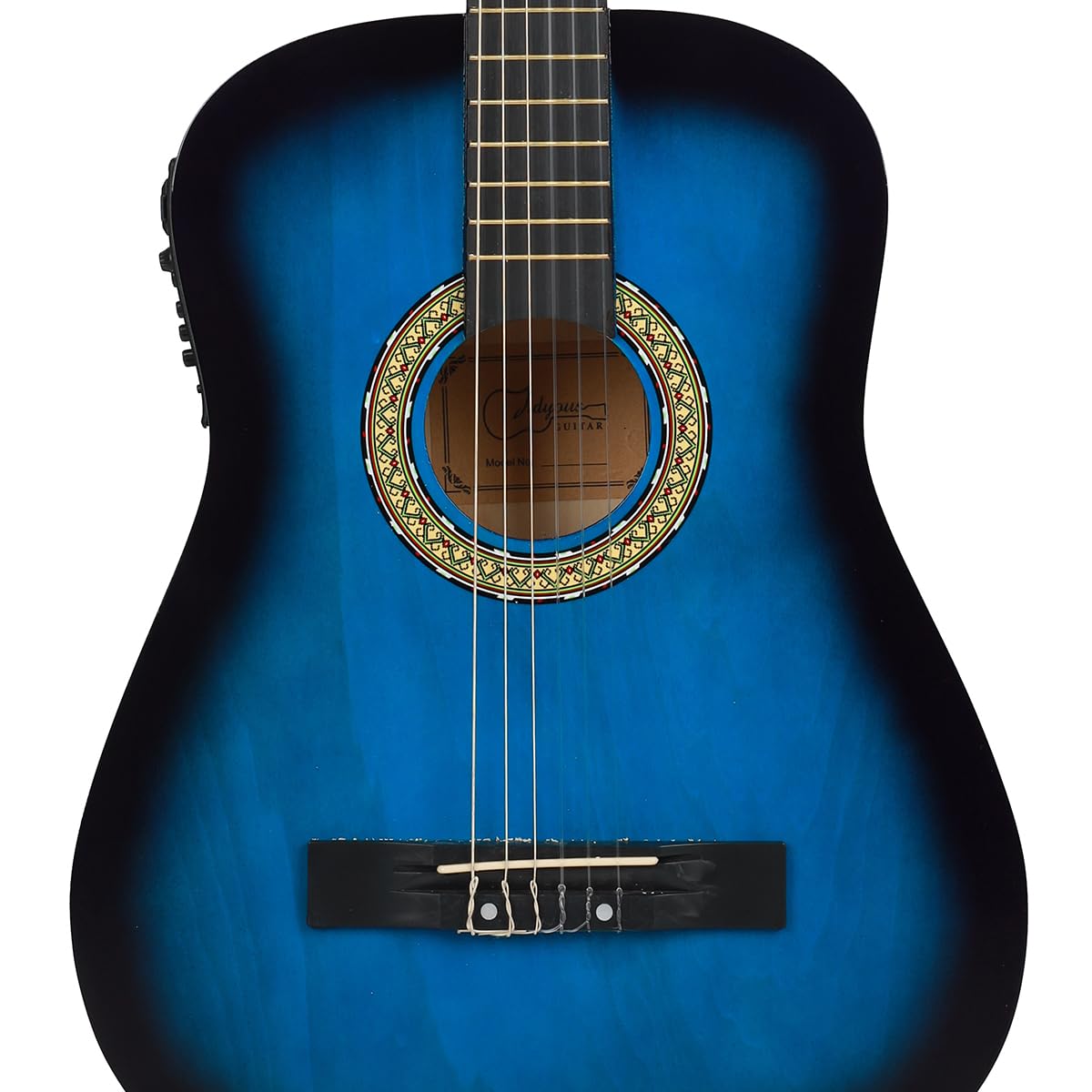 Guitarra electroacústica clásica de sapeli de 38 pulgadas con cuerdas de nailon, estuche de transporte y ecualizador de 4 bandas (Blue)