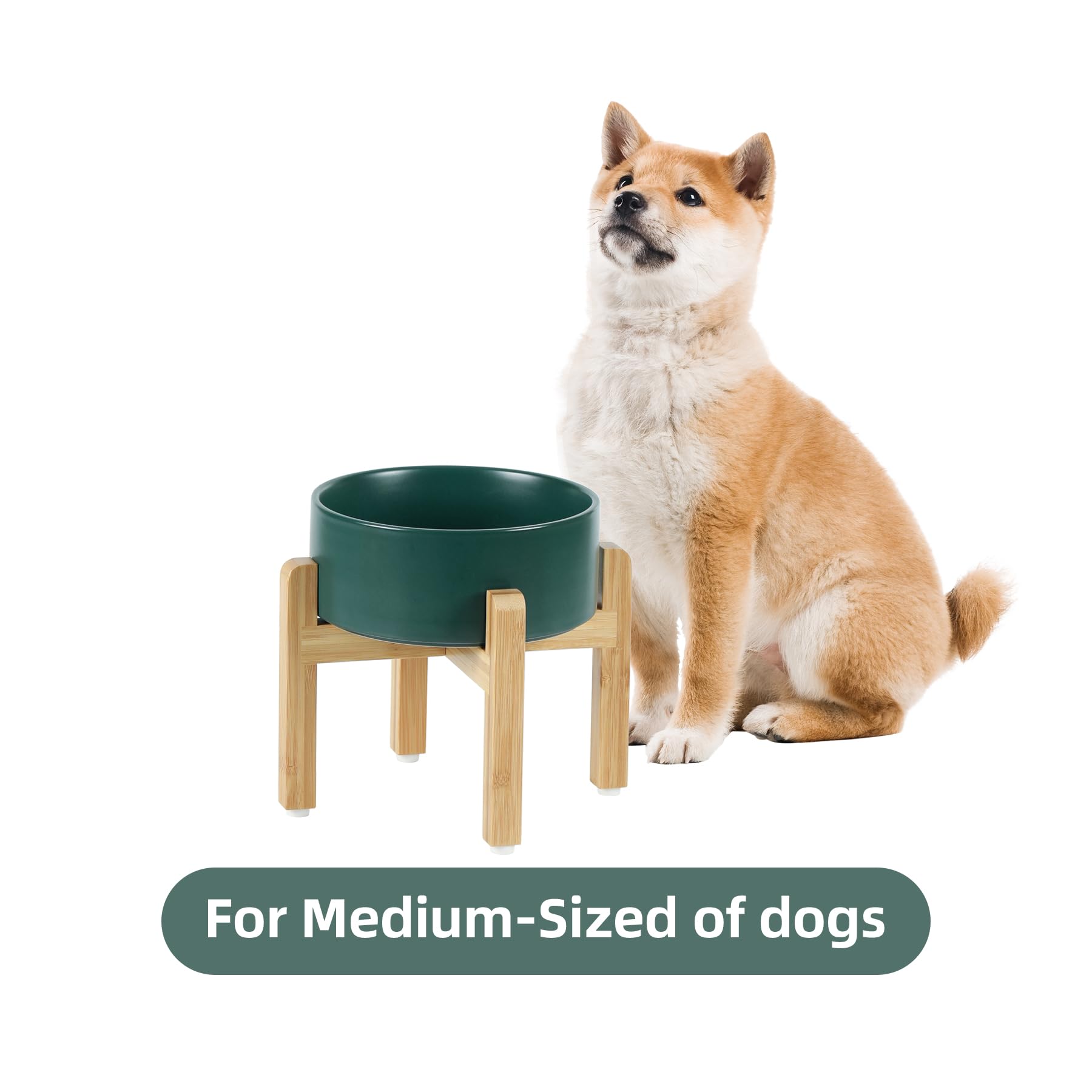 Havniva - Juego de cuencos elevados de cerámica para perros con soporte, tazón elevado para alimentos y agua para perros de raza media, platos para perros con peso, tazón para mascotas (7.3 pulgadas,
