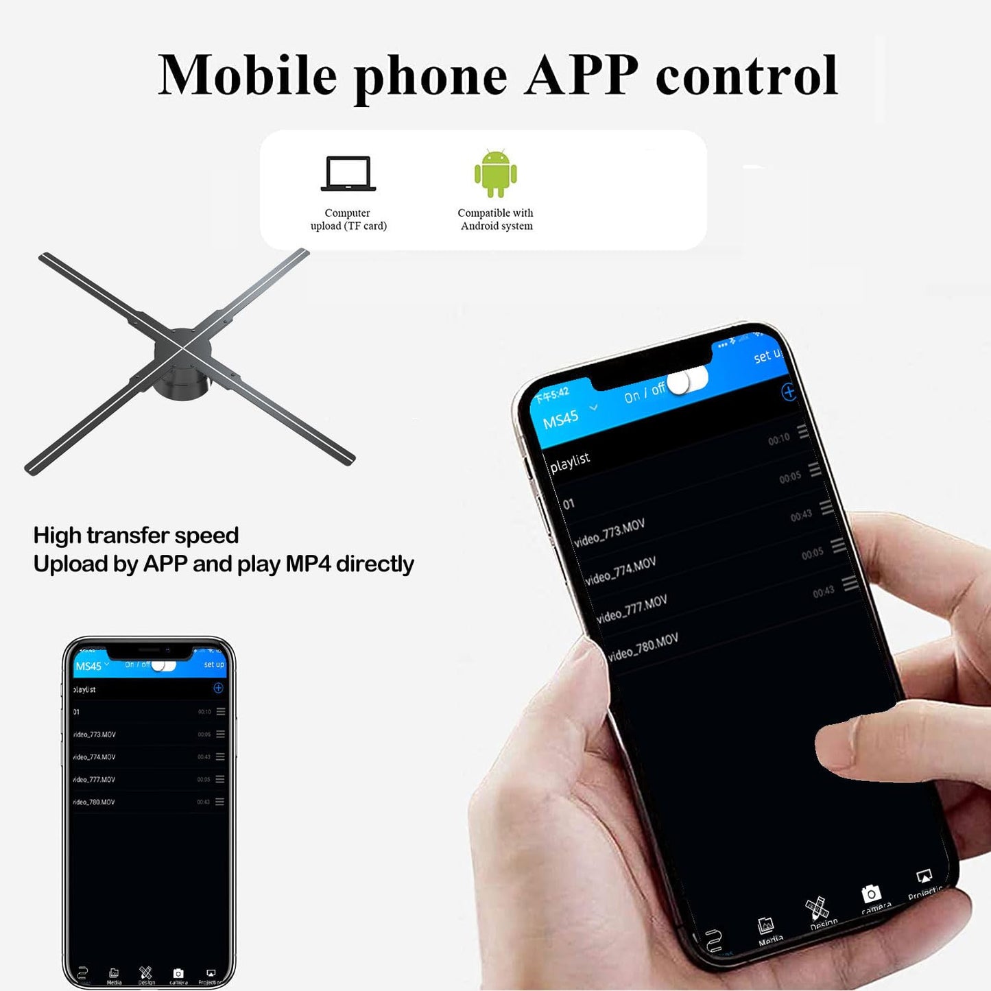 Proyector de Holograma 3D con WiFi y Bluetooth 52 cm para Negocios y Fiestas