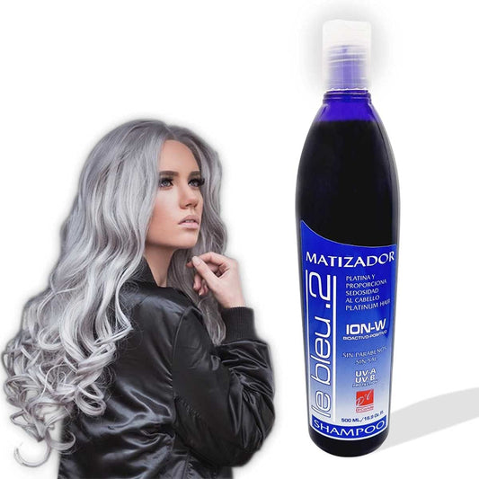 D'Conde Shampoo Matizador Morado sin sales ni parabenos para Cuidado de Cabello Platinado, excelente matizador de canas elimina visos amarillos y naranjas, da un efecto platinado al cabello teñido, 500ml.