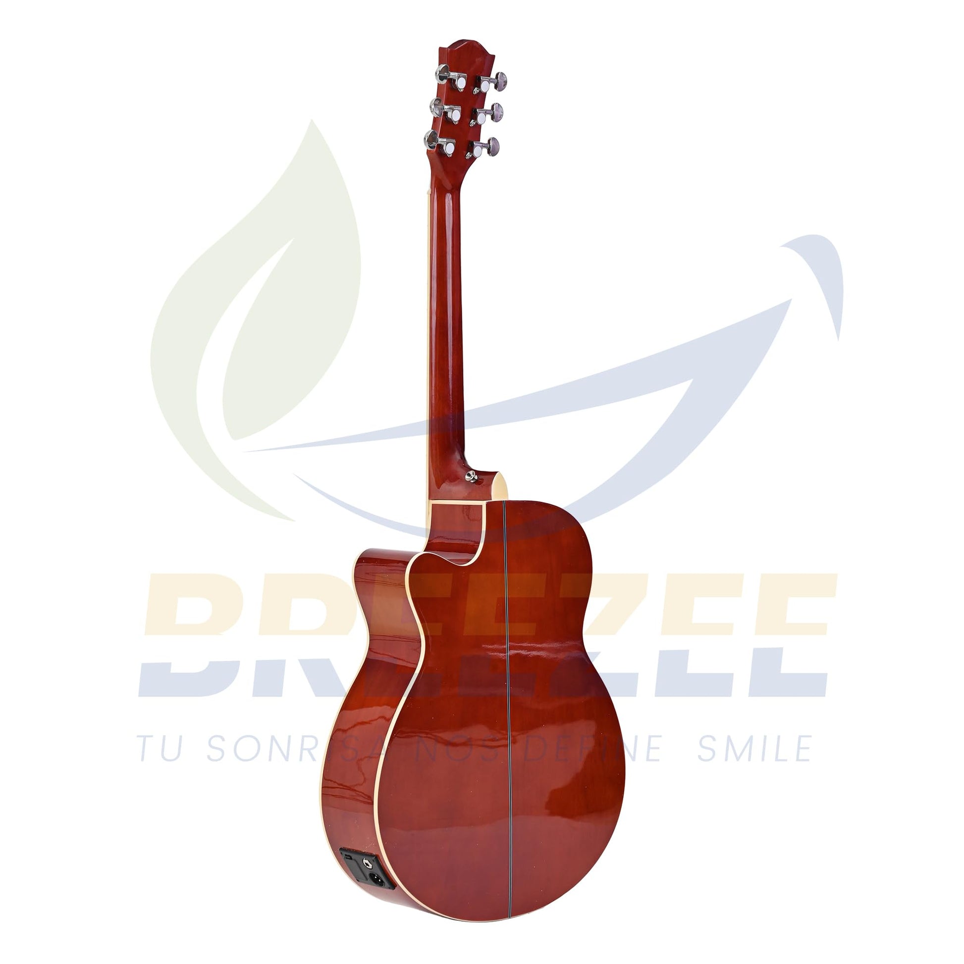 BREEZEE Guitarra Electroacústica de 40” Diseñada sobre Abeto, Merbau, Okume y Palisandro. Acabado de Barniz en Pulverización, Incluye Set de Accesorios Completo para Principiante