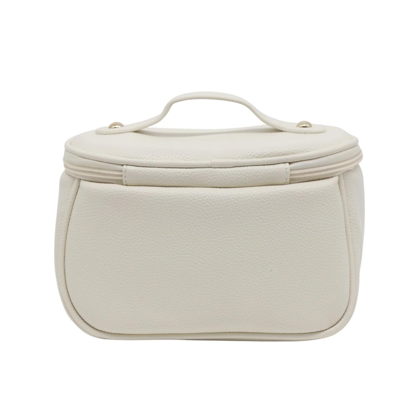 Impressions Vanity Dublin - Bolsa de cosméticos de viaje con asa superior, bolsa de maquillaje de piel sintética con guijarros flexibles y accesorios dorados, bolsillo con cepillo para polvo con