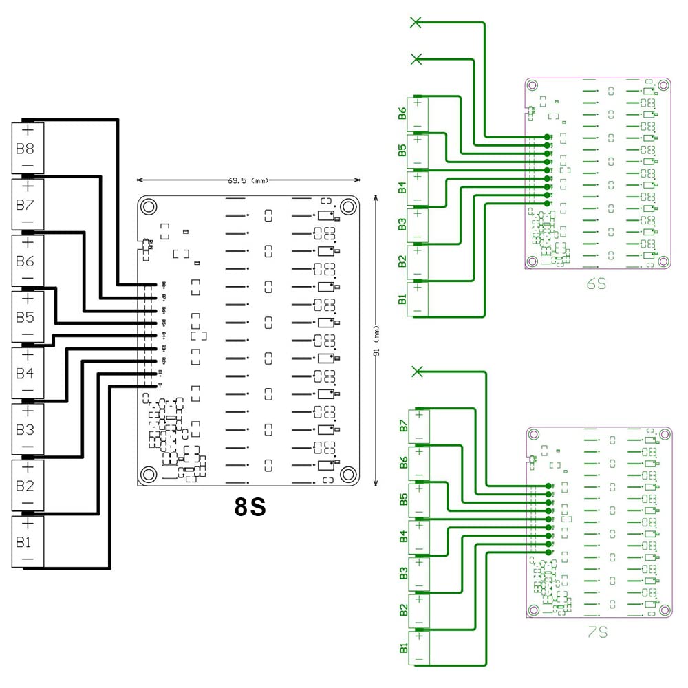 Placa de Transferencia de Energía 6S 7S 8S 5A con Equalizador Activo para Grupo Entero Lipo/Litio LTO