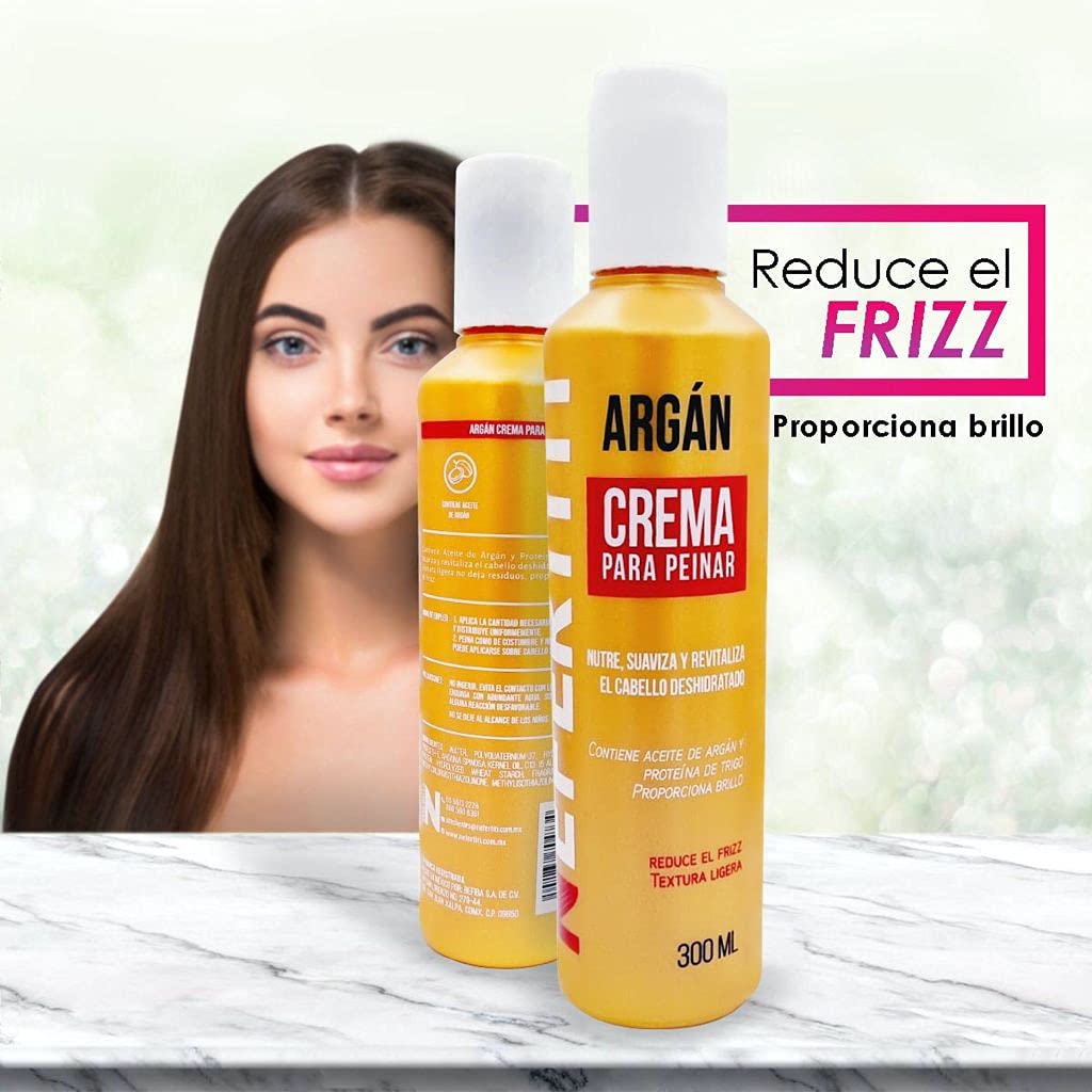 Crema para Peinar con Aceite de Argán Nefertiti para Cabello Extremadamente Seco, Opaco y sin Brillo, Reduce Efectivamente el Frizz, Nutre, Suaviza y Revitaliza, Hidratante para Cabello, 300ml.
