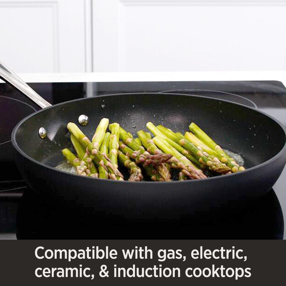 All-Clad HA1 Juego de utensilios de cocina anodizados duros antiadherentes, 8 pulgadas, 10 pulgadas y 12 pulgadas, negro