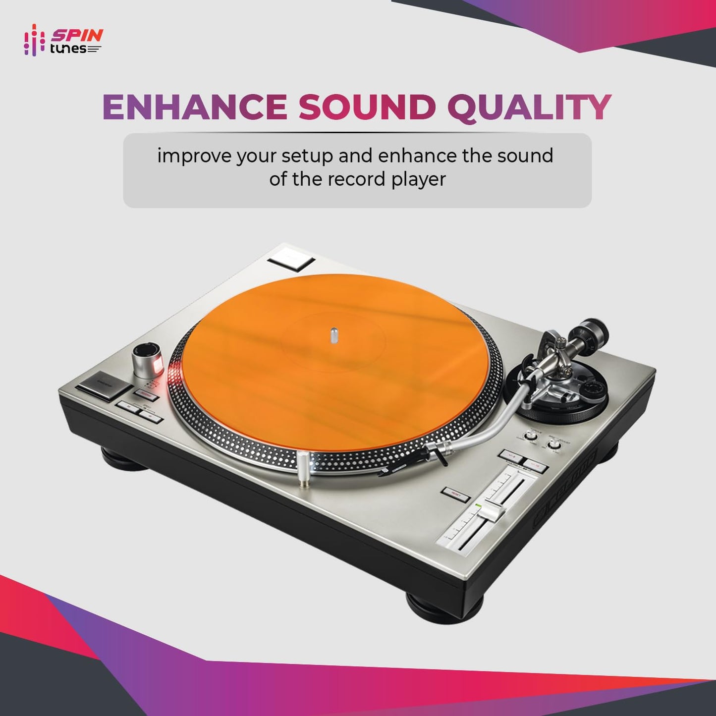 "SpinTunes- “Tapete Giratorio, tapete de acrílico para Tocadiscos de Vinilo LP de 2.7 mm de Grosor para un Mejor Soporte de Sonido en Tocadiscos Proporciona baj