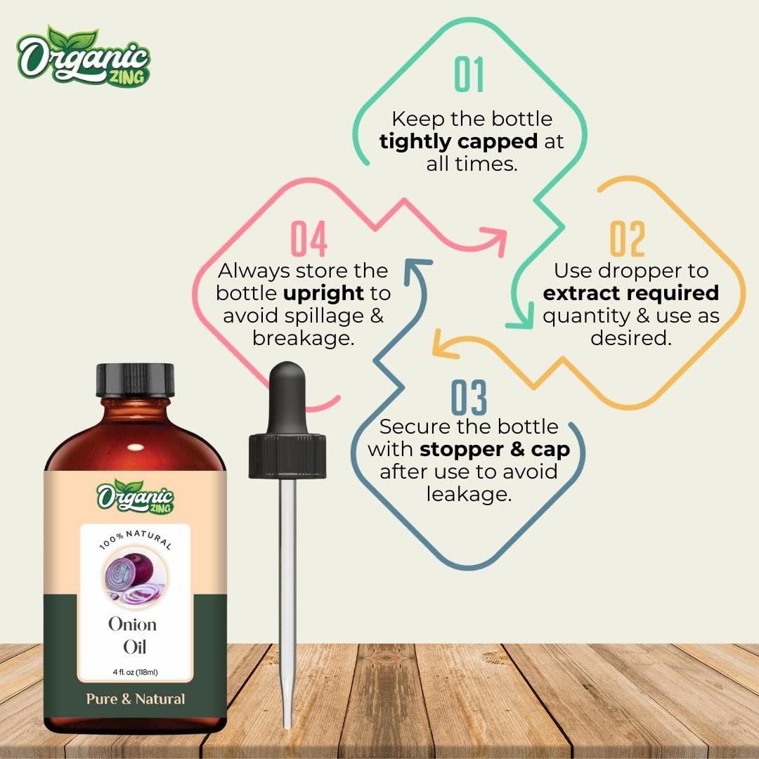 Organic Zing Onion (Allium cepa) Oil | Pure & Natural Oil for Haircare & Skincare - 118ml/3.99fl oz