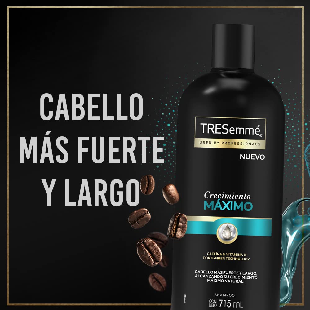 TRESemme Acondicionador sin parabenos Detox Hidratación con aguacate y macadamia 715 ml + Tresemmé Shampoo sin parabenos y sin colorantes Crecimiento Máximo con cafeína y vitamina B 715 ml