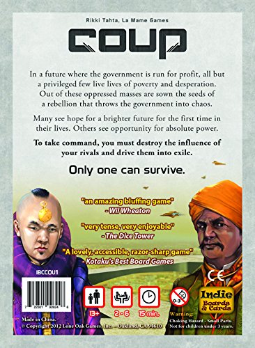 Indie Boards & Cards Juego de Cartas Coup (The Dystopian Universe)