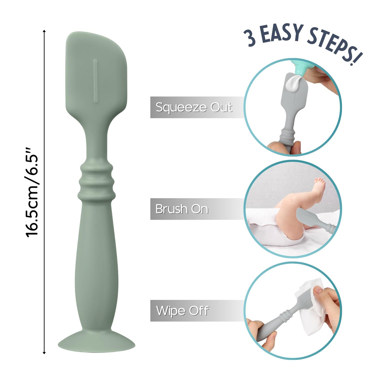 Nothomme Paquetes De Aplicadores De Crema Para Pañales De Silicona Con Base De Succión, Espátula Aplicadora De Crema Para Pañales Para Bebés, Cepillo De Crema Para Pañales De Silicona Suave(Blanco/Sal