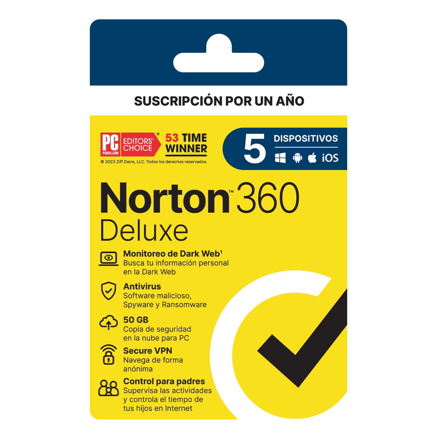 Antivirus Norton 360 Deluxe 50GB 5 Dispositivos 1 Año