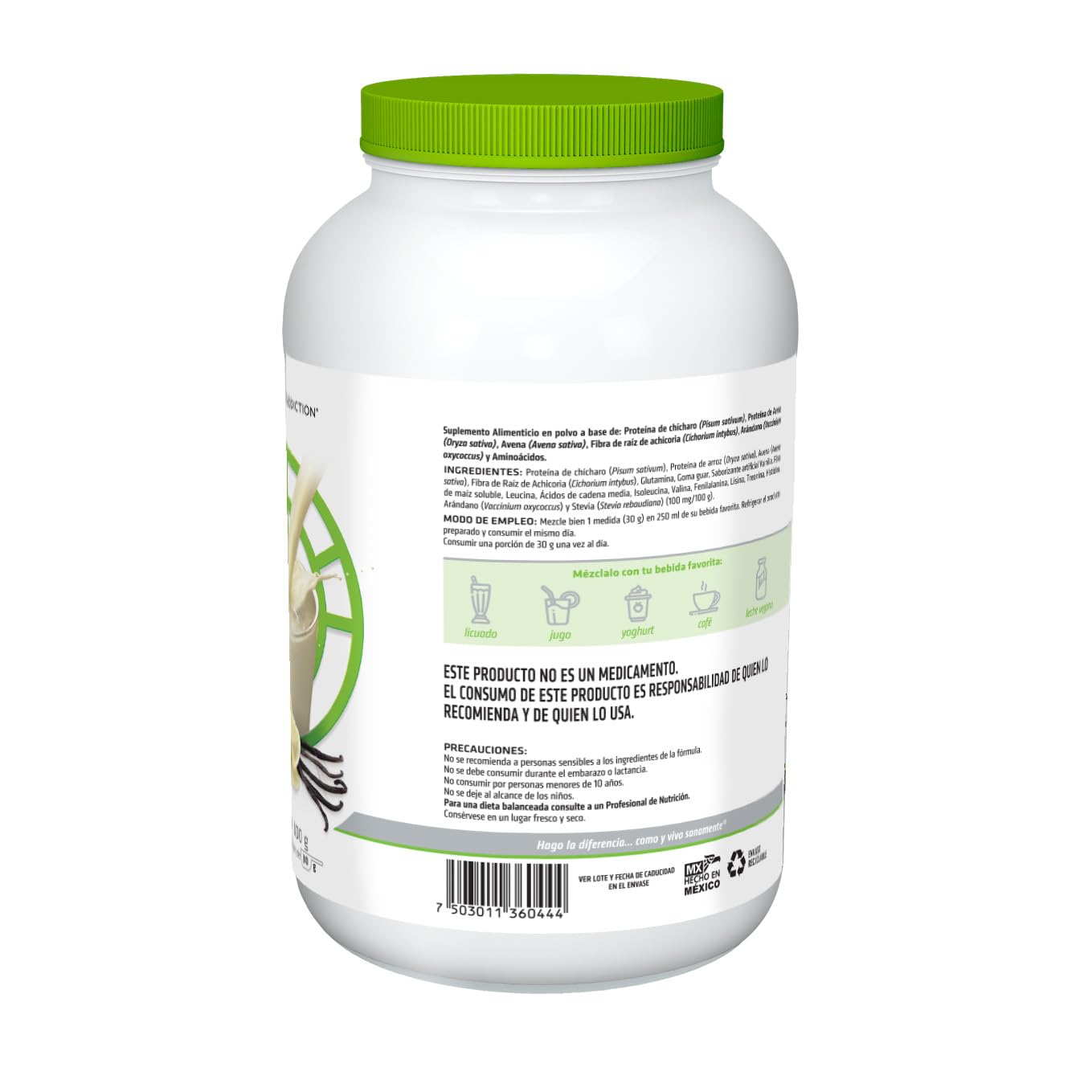 HEALTHADDICTION - Proteína Vegana con Sabor a Vainilla, Fórmula Potenciada con Glutamina y Aminoácidos, 24g de Proteína y 2.5g de Glutamina por Porción - Ingredientes Naturales, Presentación de 600g