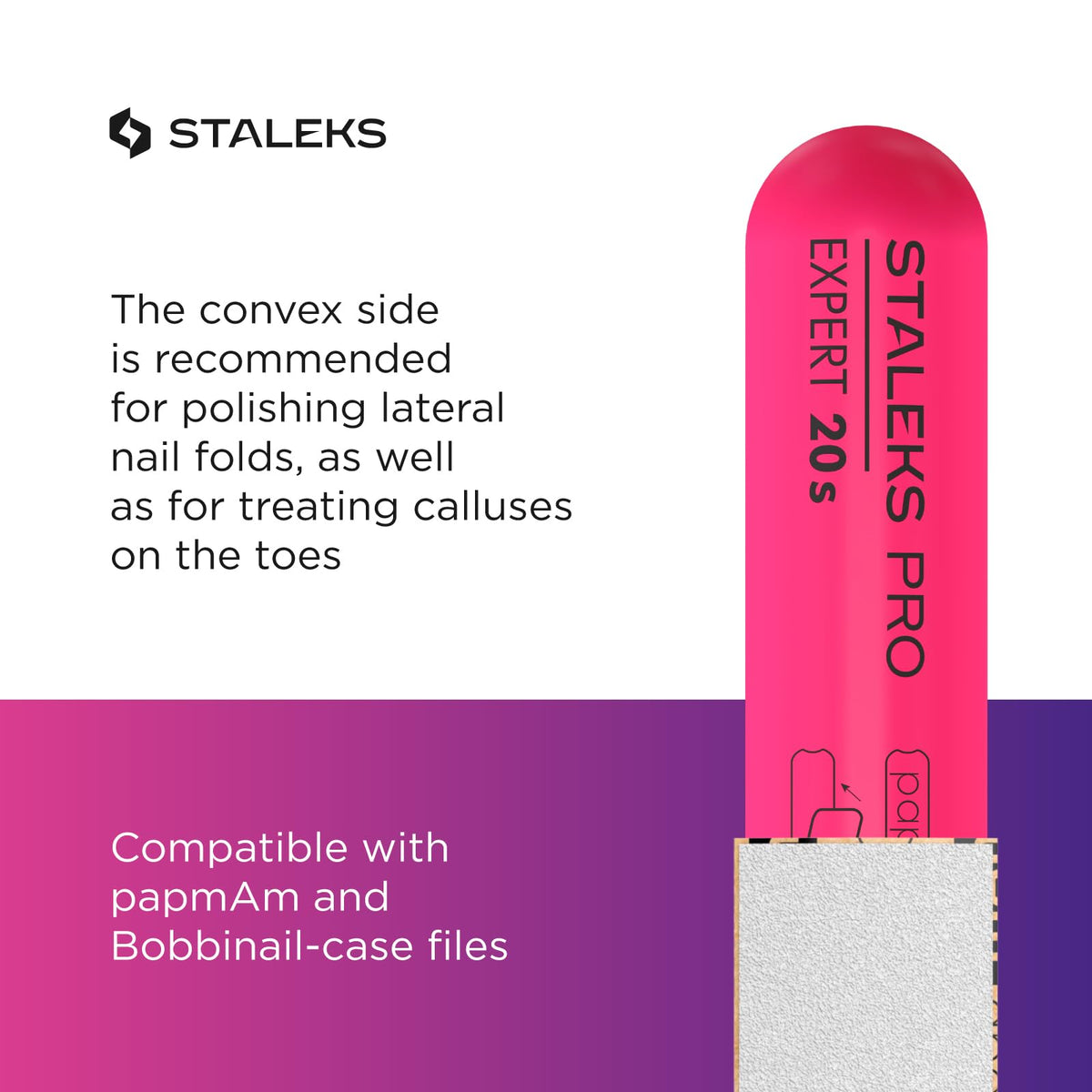 Staleks Lima de Uñas de Plástico Inclinada, Recta (Base) Spbe-20S, Rosa
