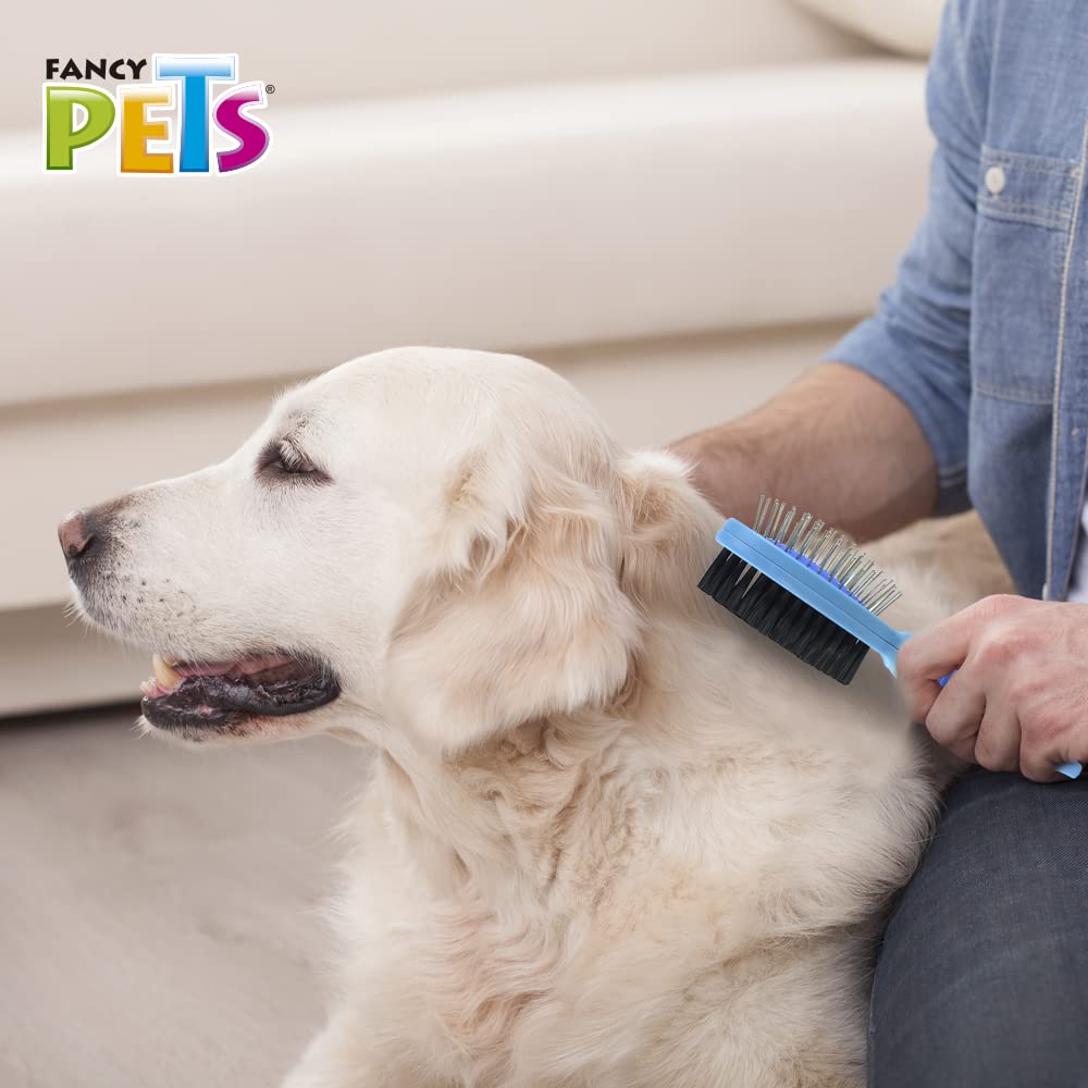 Cepillo Doble Fancypets Cerdas Suaves y Púas para Perro Tamaño Chico