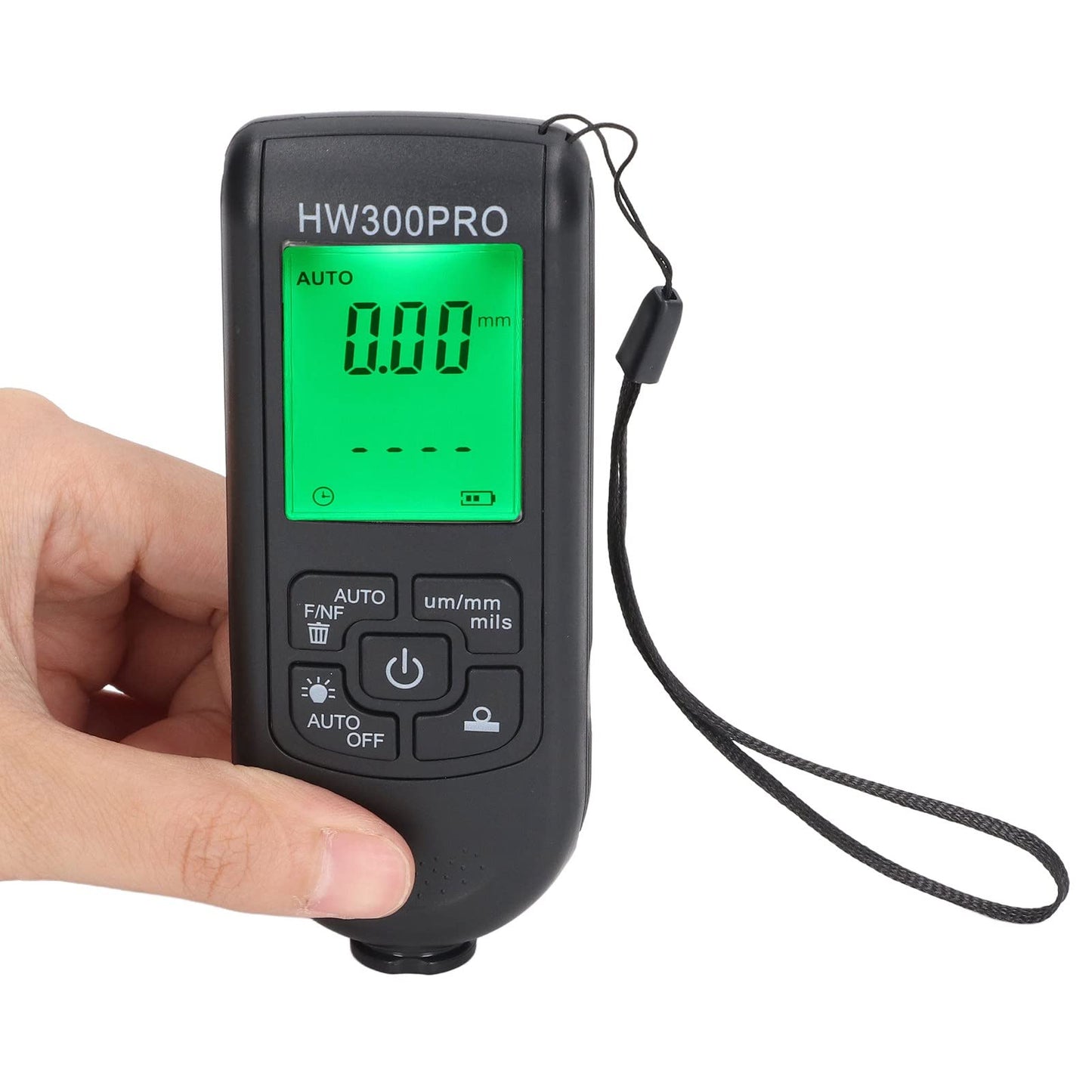 Medidor de Espesor de Pintura Digital 2024 Negro con Cuerda Portátil y Apagado Automático