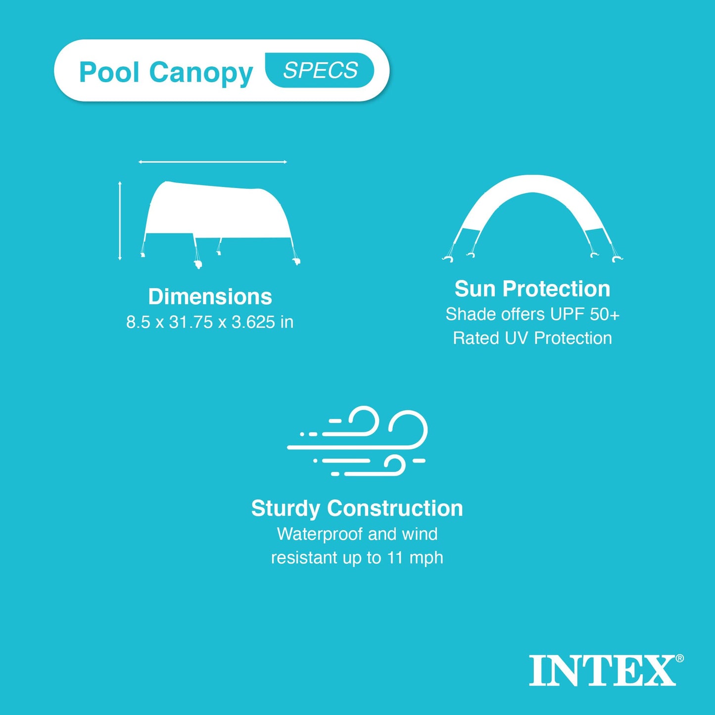 Intex 28054E - Funda protectora UPF 50 Plus fácil de instalar, impermeable, para piscinas rectangulares de 9 pies o más pequeñas, color gris