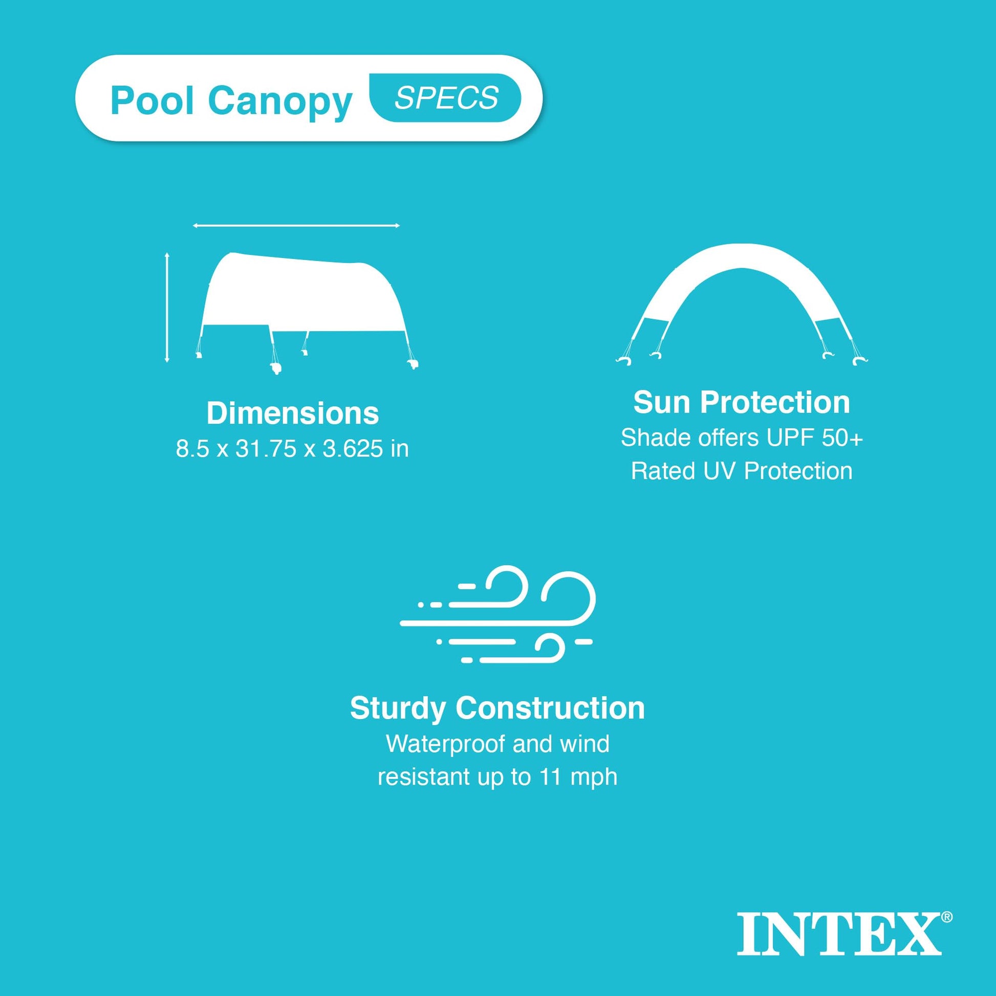 Intex 28054E - Funda protectora UPF 50 Plus fácil de instalar, impermeable, para piscinas rectangulares de 9 pies o más pequeñas, color gris