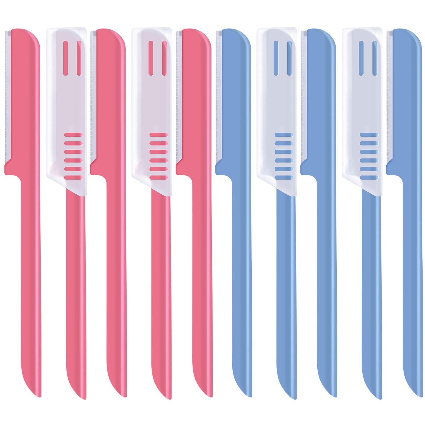 10 Maquinillas de Afeitar para Cejas para Mujer Maquinilla de Afeitar Facial Moldeador de Cejas Recortador de Cejas Herramienta de Modelado Dermaplaner con Cubierta (Rosa, Azul)