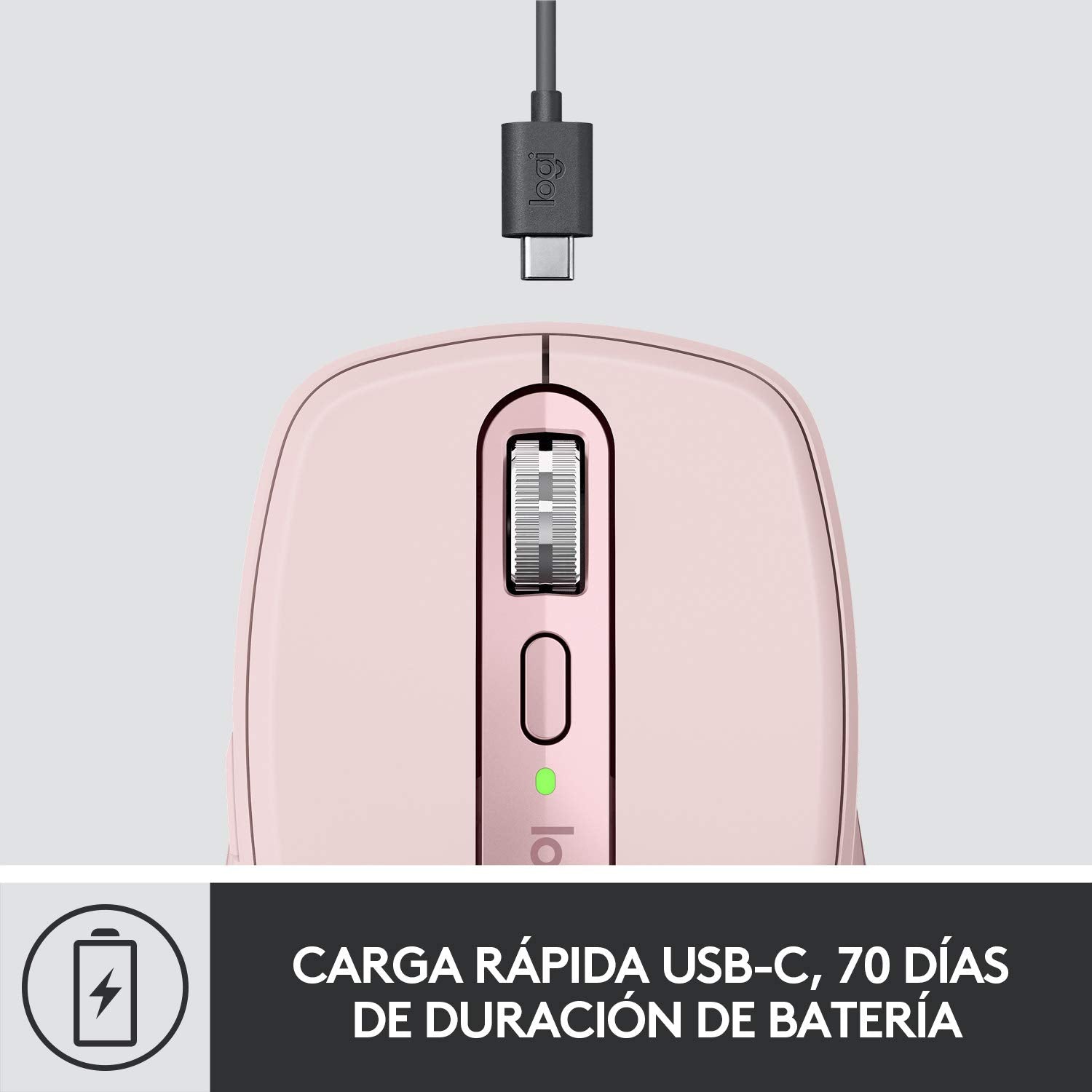 Logitech MX Anywhere 3 Mouse Compacto de Alto Desempeño, Inalámbrico, Scroll Rápido, 4000DPI, Botones Personalizables, USB-C, Bluetooth, Mac/iPad/Windows/PC/Linux/Chrome - Rosa