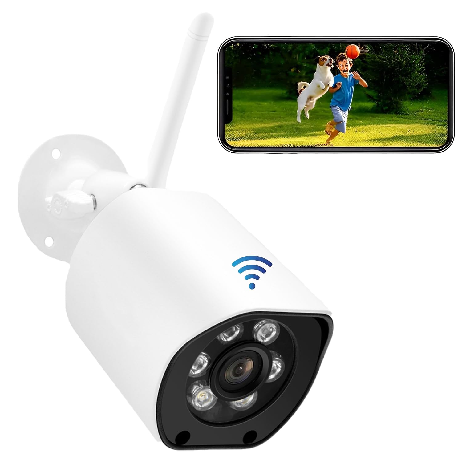 Cámara de Seguridad Exterior KAMYSEN WiFi IP66 Impermeable con Visión Nocturna y Audio Compatible Android/iOS