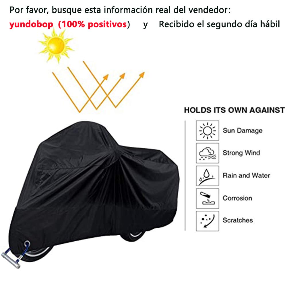 Funda para Motocicleta Impermeable protector 190T - Polvo, lluvia, escombros y cubierta resistente al agua con protección UV(XL)
