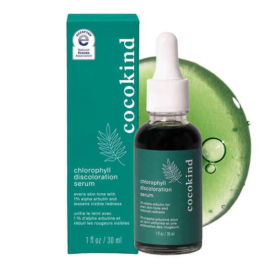 Cocokind Suero Decoloración de Clorofila, Suero Descolorante de Manchas Amistoso para La Piel Sensible para Apuntar Manchas, Tono Irregular, y Enrojecimiento, 1 Oz Fl
