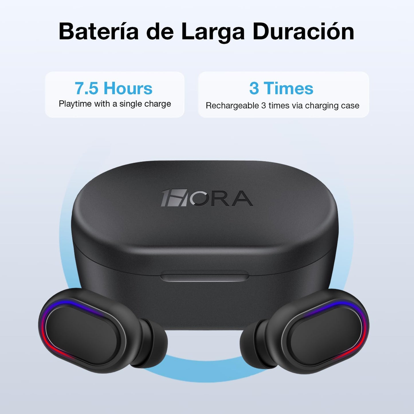 Audífonos Inalámbricos 1 Hora Negro con Pantalla Digital para Correr y Escuchar Música