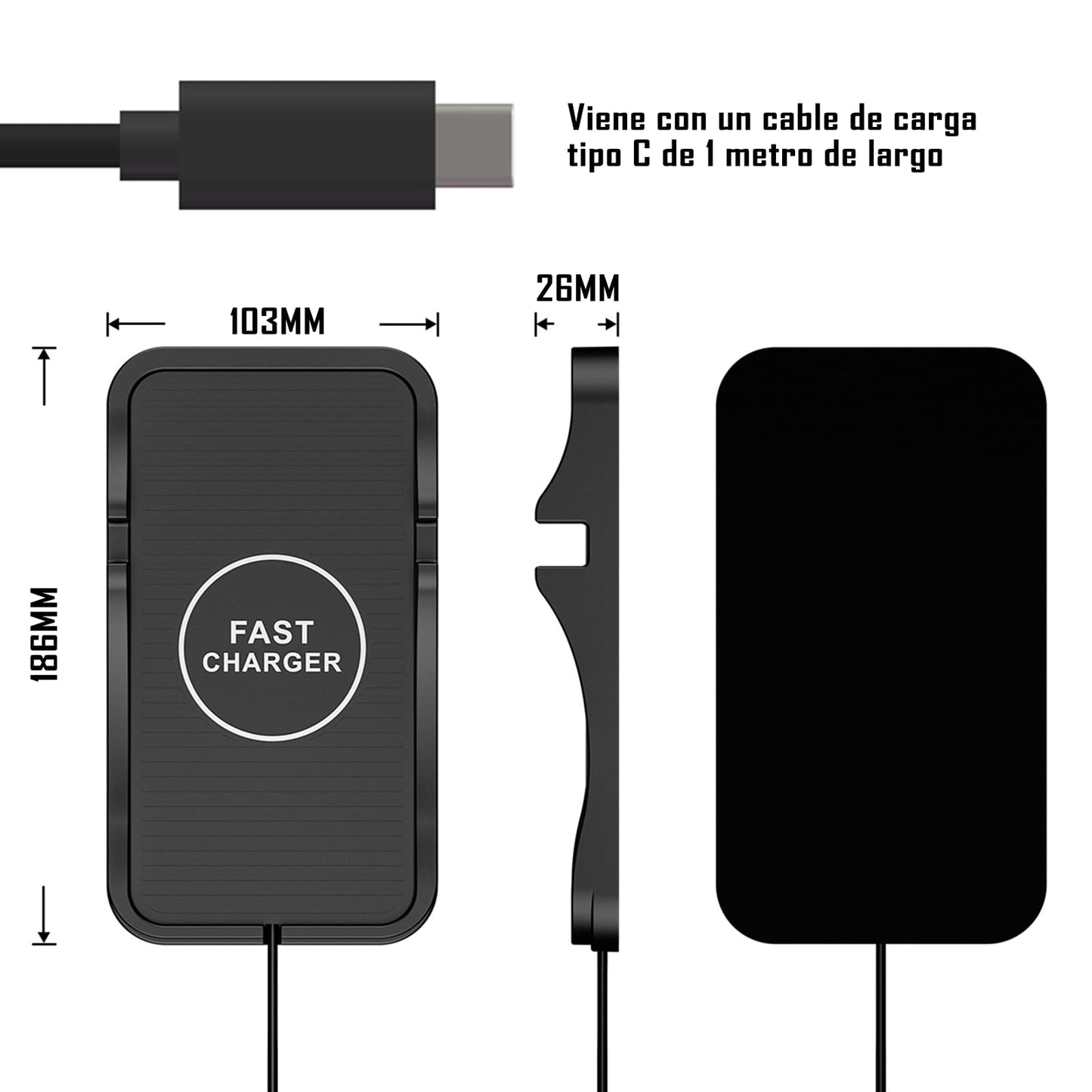 IOPDXZW Base de Carga inalámbrica para Auto,15 W Cargador inalambrico automovil tapete, Almohadilla de Carga inalámbrica para Auto para teléfonos móviles y Auriculares con Carga inalámbrica