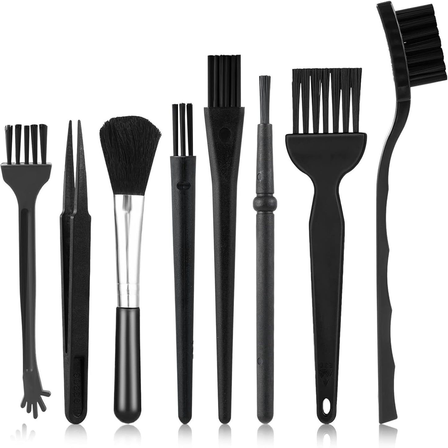 Kit de cepillos de limpieza para 8 mini teclados, cepillo de limpieza electrónico antiestático, mango PP y cerdas de nylon, cepillo de limpieza para teclado de computadora y teclado para espacios