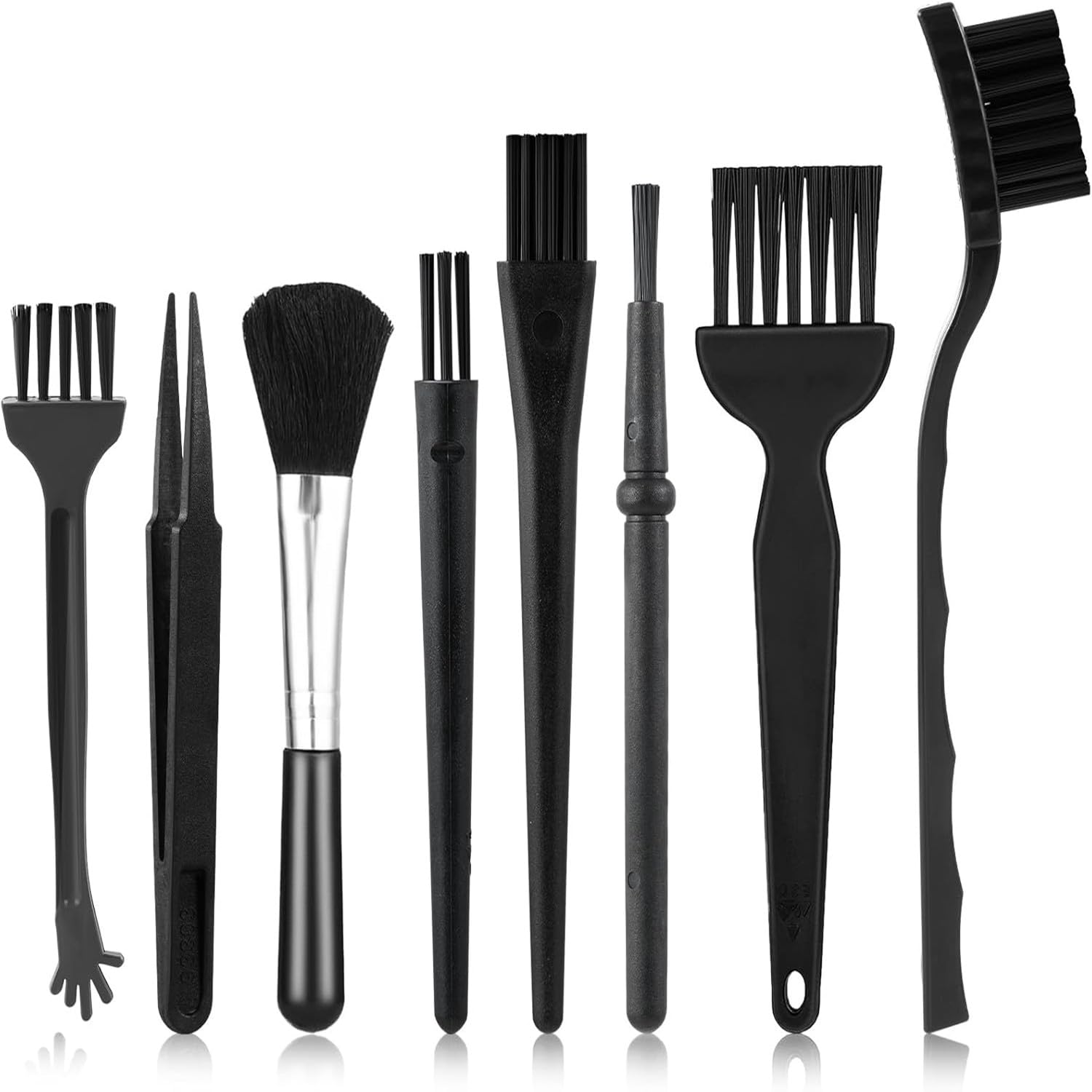 Kit de cepillos de limpieza para 8 mini teclados, cepillo de limpieza electrónico antiestático, mango PP y cerdas de nylon, cepillo de limpieza para teclado de computadora y teclado para espacios
