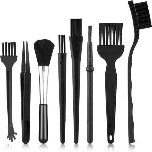 Kit de cepillos de limpieza para 8 mini teclados, cepillo de limpieza electrónico antiestático, mango PP y cerdas de nylon, cepillo de limpieza para teclado de computadora y teclado para espacios