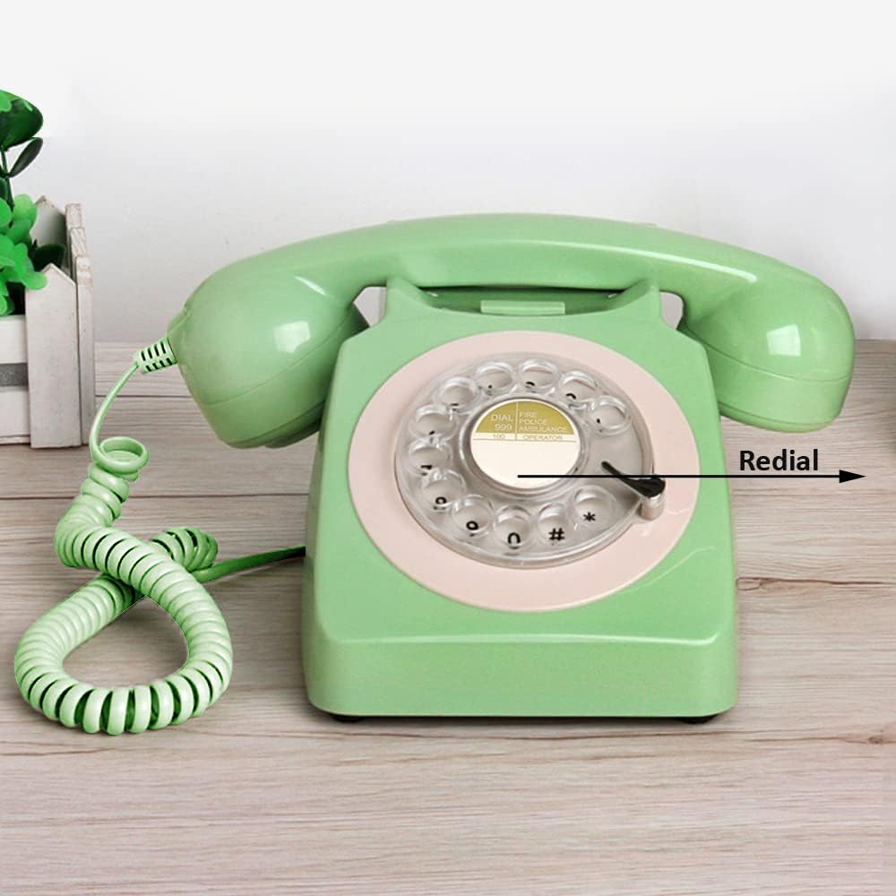 Benotek Teléfono, teléfono fijo con cable para el hogar, teléfono retro de moda antigua con teclado de esfera giratoria, teléfonos antiguos de moda antigua, regalo novedoso para decoración