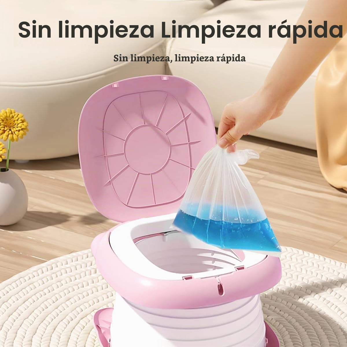 XOCOYOTZIN Orinal de Viaje Portátil para Niños,Asiento Entrenador Baño para Niños, portátiles y plegables con bolsa de basura y bolsa de almacenamiento para automóviles,Camping, Interior y Exterior con Rollos Bolsa de Almacenamiento(Rosa)