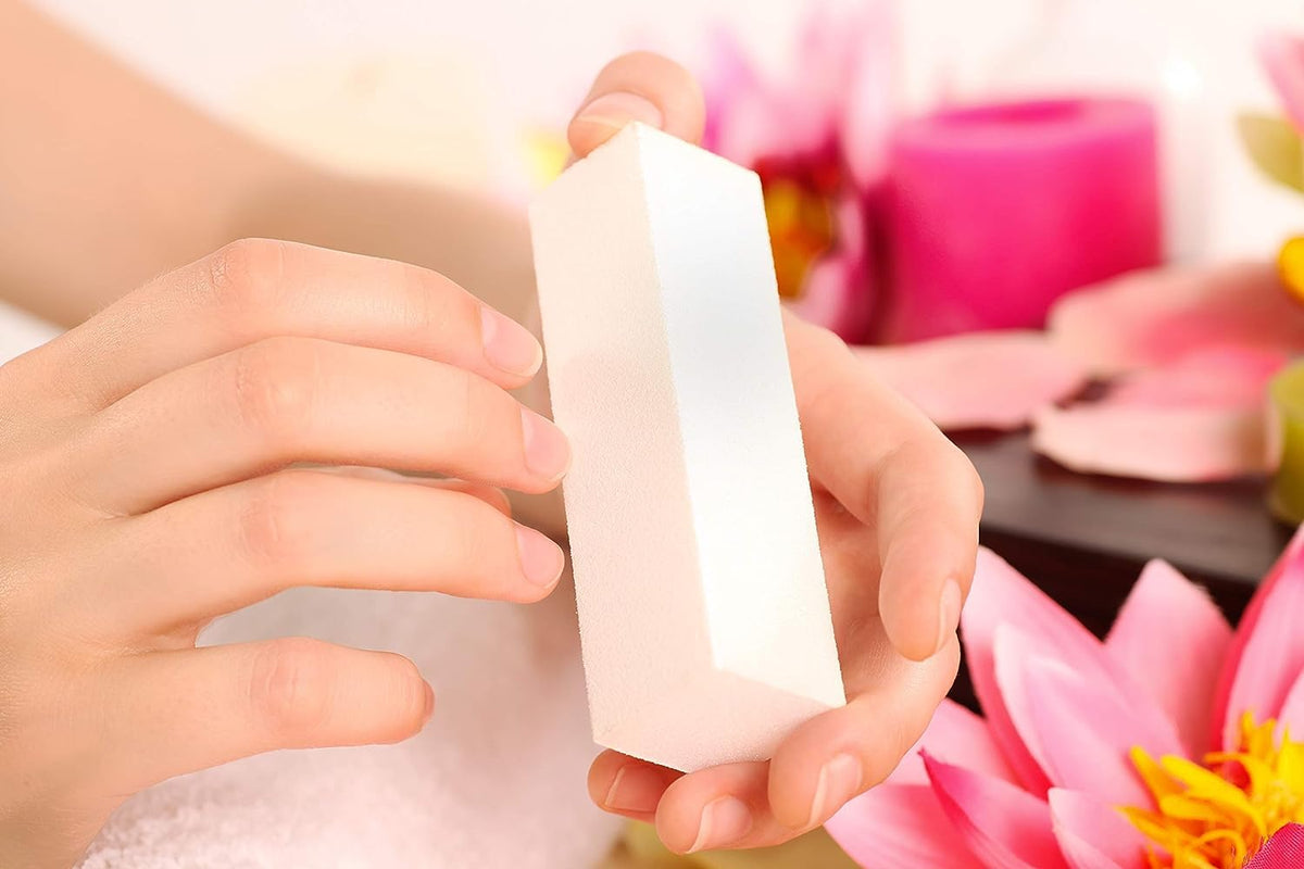 Red Ember 10 unidades de bloques de uñas profesionales | Lima de uñas Bloque de lijado de 4 vías para manicura y pedicura, herramientas de manicura y tampón para manicura juego de herramientas (blanco