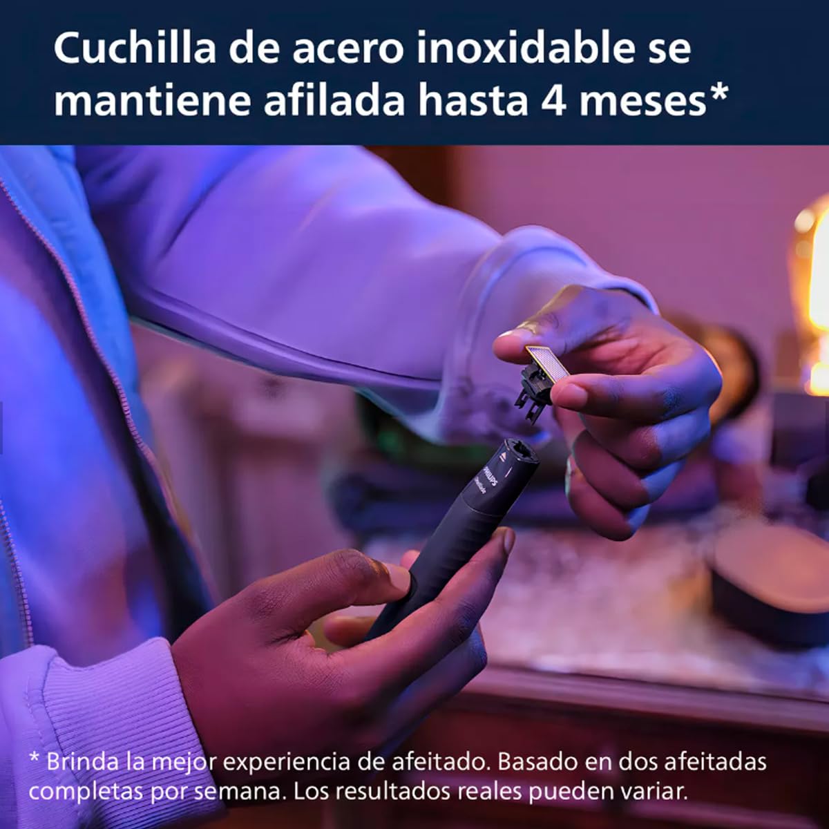 Philips Afeitadora Oneblade 2 Peines Recortadores Extraibles Y Cargador mod. Qp1424/10