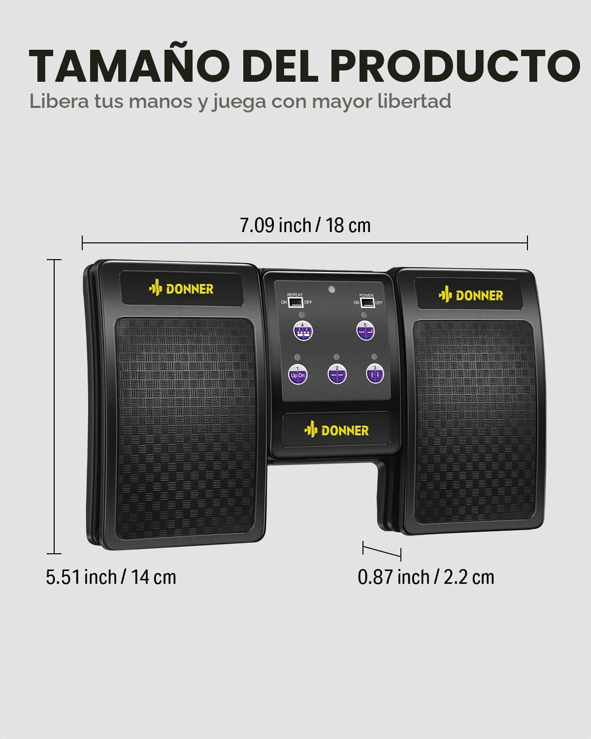 Pedal Inalámbrico Donner Negro Recargable para Girar Páginas en Tabletas y Teléfonos