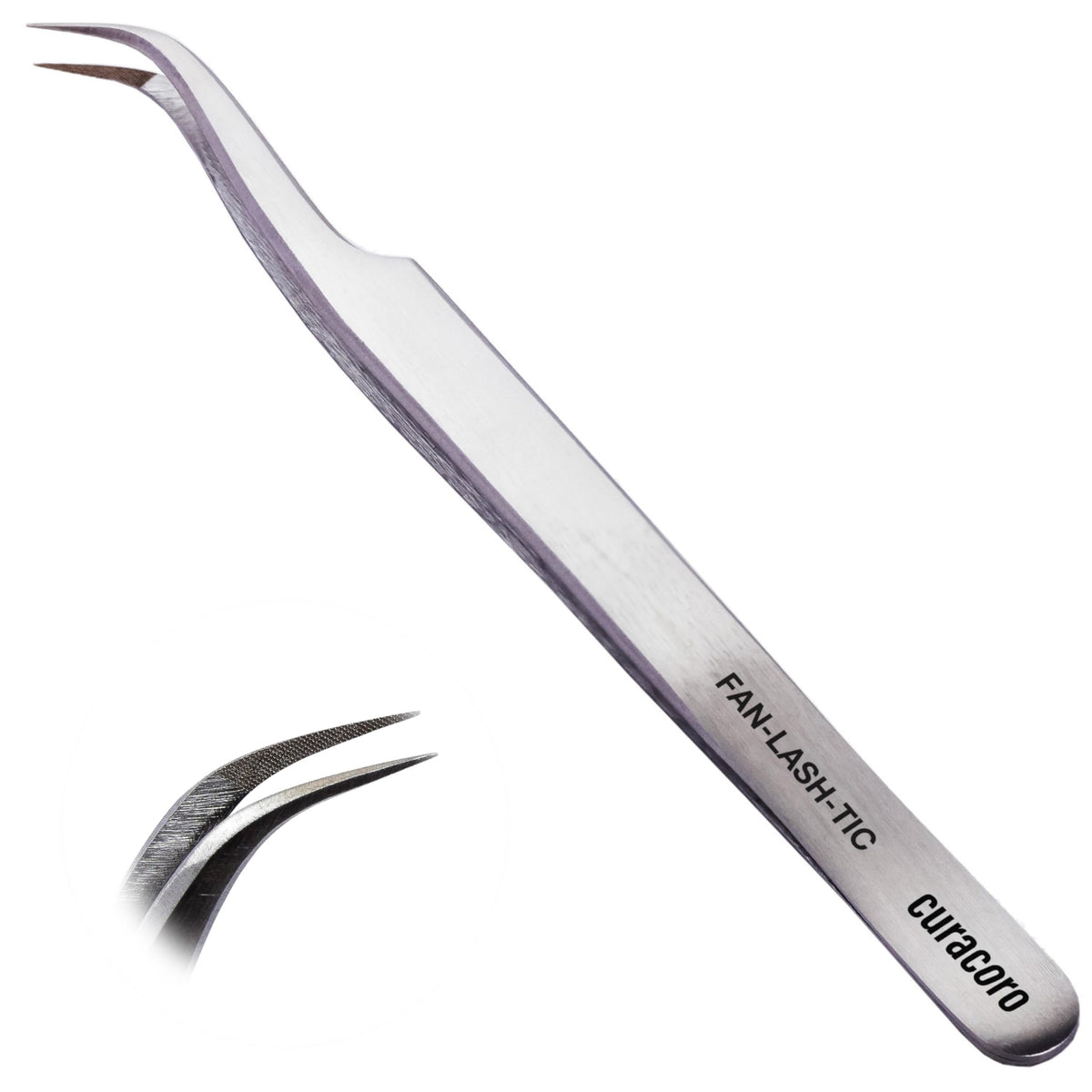 Curacoro Pinza de pestañas – Pinzas profesionales y de precisión para extensiones de pestañas, multiformas y propósitos, pinzas para volumen, aislamiento y pestañas clásicas (plata, fan-lash-tic)