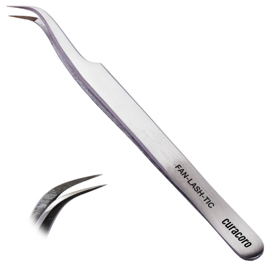 Curacoro Pinza de pestañas – Pinzas profesionales y de precisión para extensiones de pestañas, multiformas y propósitos, pinzas para volumen, aislamiento y pestañas clásicas (plata, fan-lash-tic)