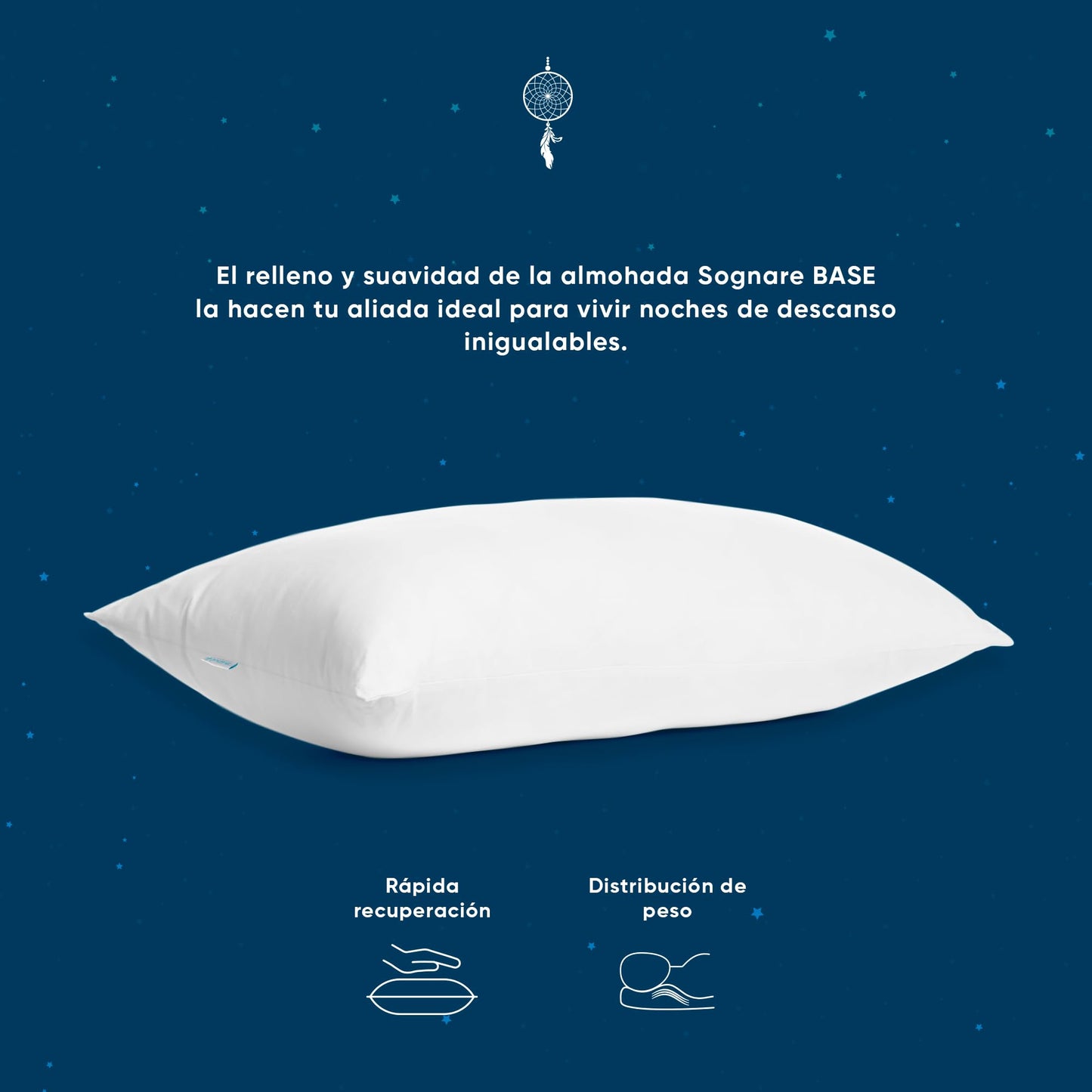 Almohadas Sognare Blanco Relleno Semi Firme de Microfibras de Gel Tecnología Softy Touch 2 Pack Tamaño Estándar