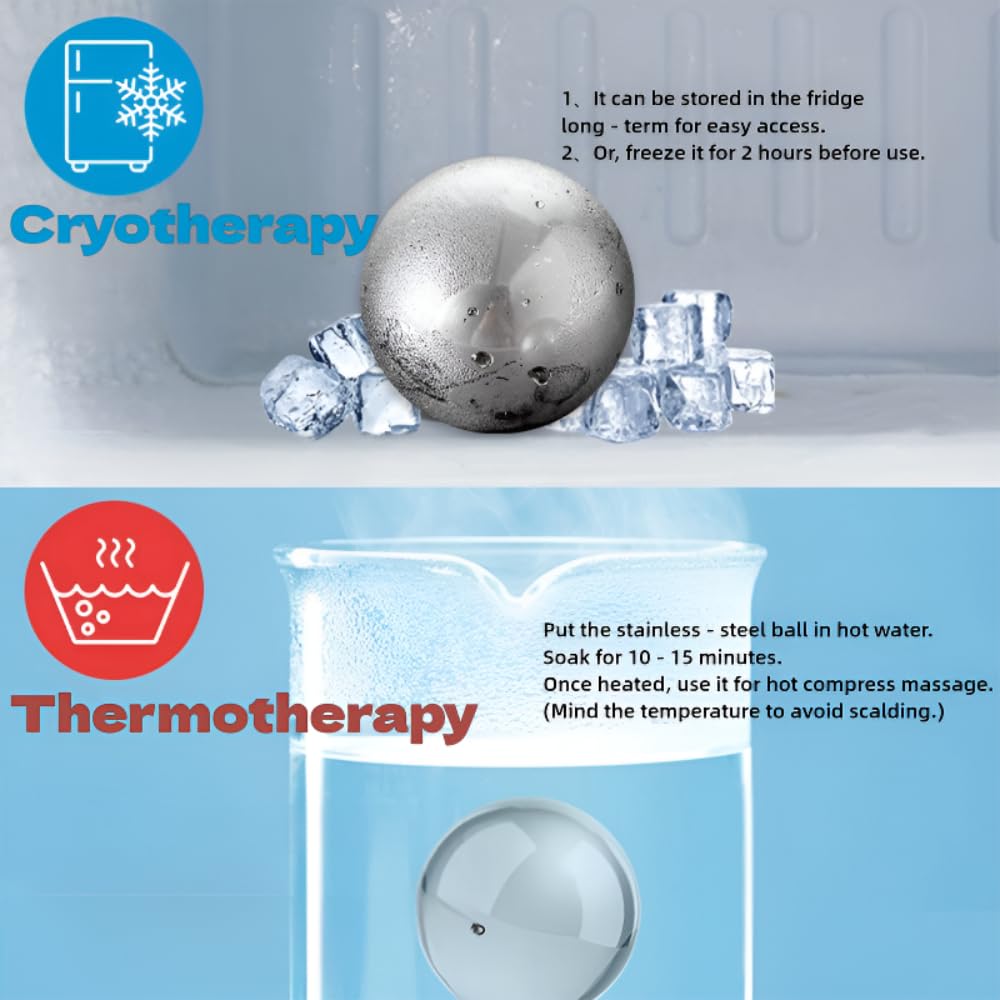 Globos de hielo para rostro y ojos, masajeador criogénica de acero inoxidable irrompible para rutinas de cuidado de la piel, globos de enfriamiento multifuncionales para hinchazón, piel flacidez